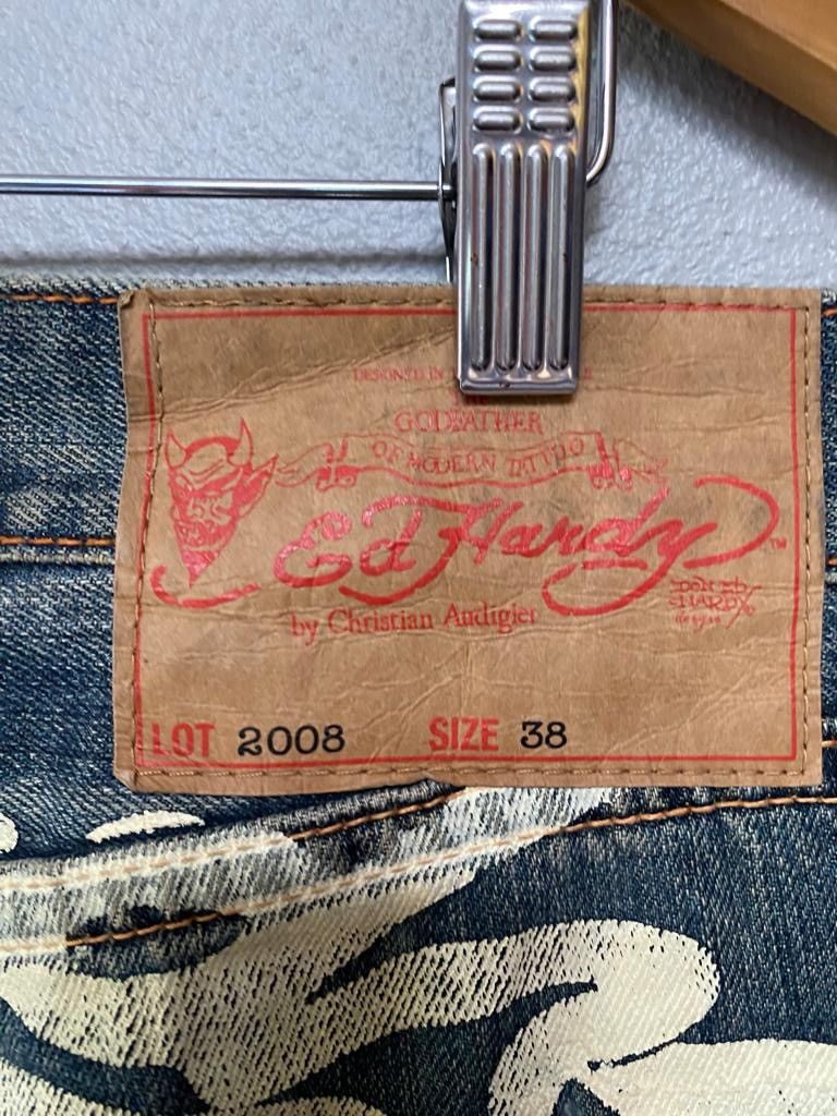 Christian Audigier × Ed Hardy × If Six Was Nine Ed Hardy baggy jeans big logo paint Size US 37 - 8 Thumbnail