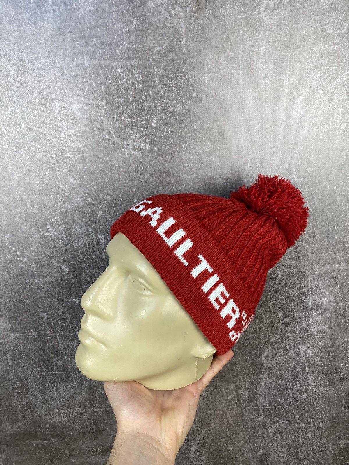 Designer × Jean Paul Gaultier × Vintage Vintage Red Winter Beanie Cap Hat Jean Paul Gaultier Logo Size ONE SIZE - 3 Thumbnail
