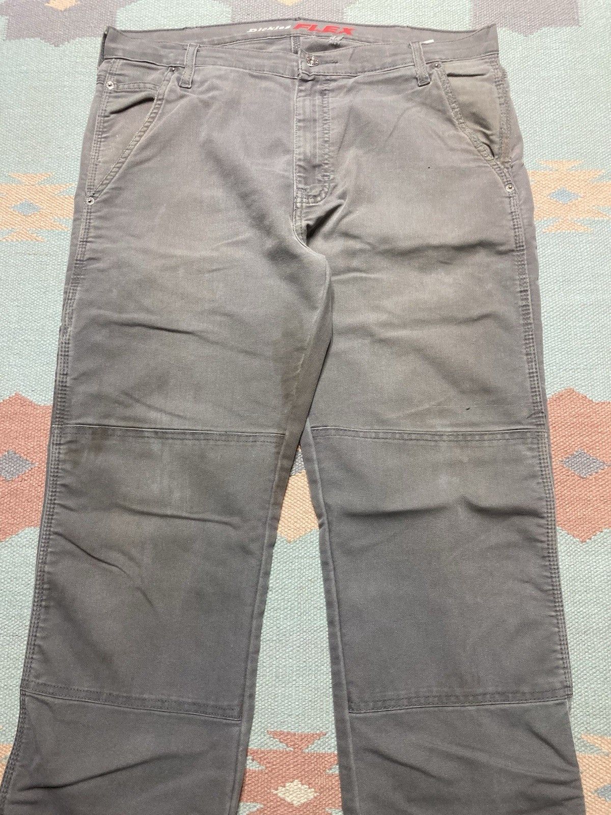 Vintage Dickies canvas carpenter pants double knee gray skater 36x33 Size US 36 / EU 52 - 3 Thumbnail