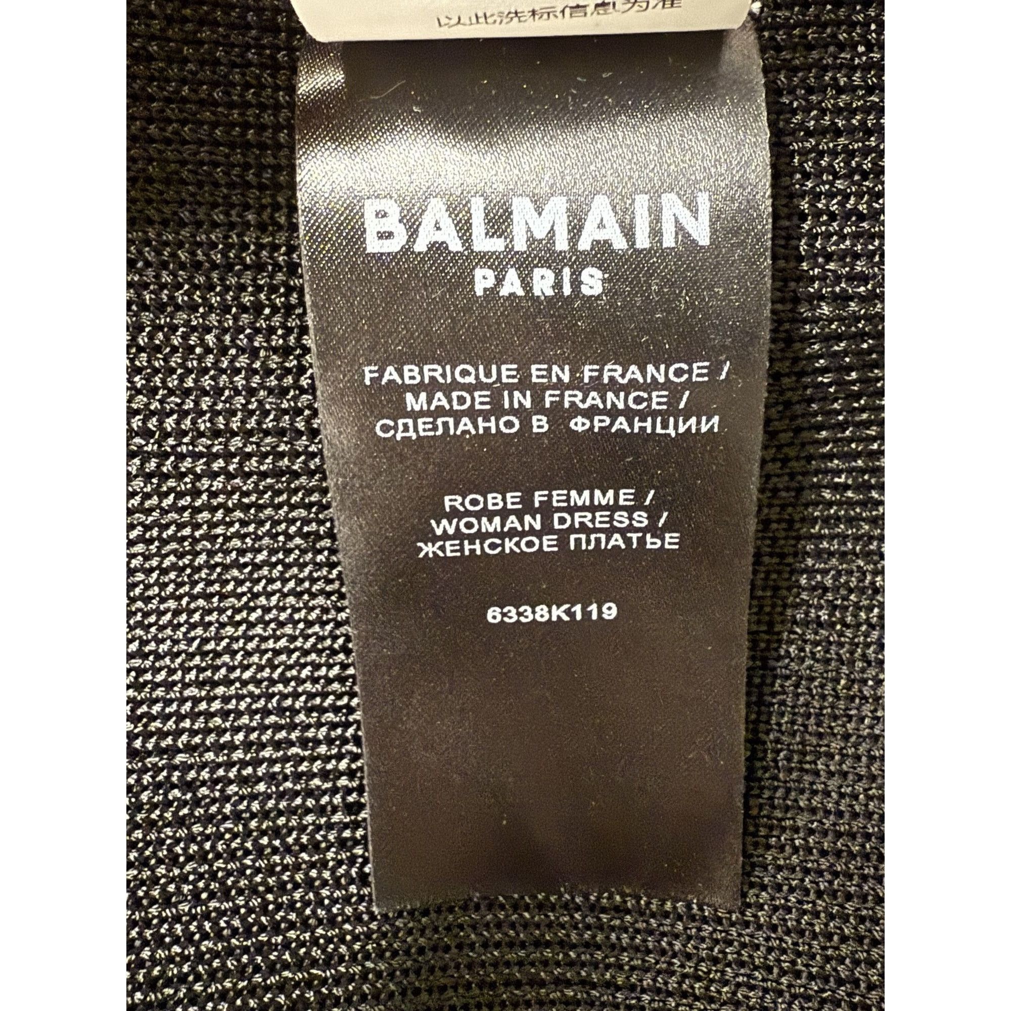 Balmain Balmain Paris Black Knit Long-Sleeve Mini Dress With Gold Bu Size XS / US 0-2 / IT 36-38 - 5 Thumbnail