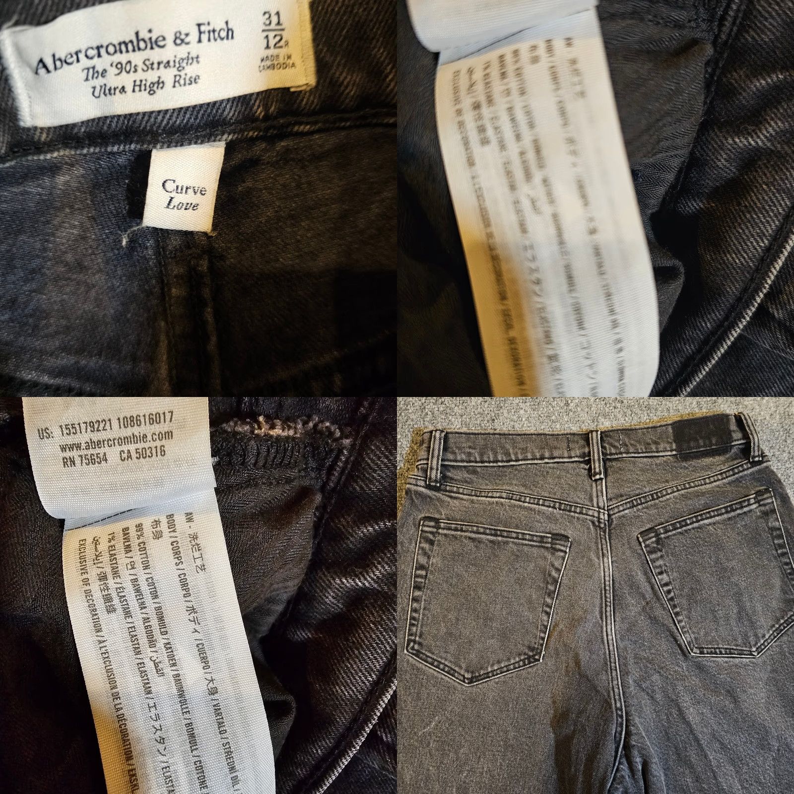 Abercrombie & Fitch Abercrombie & Fitch Jeans Womens 31 Black 90s Straight High Rise Distressed Baggy Footnotes: None Size 24" / US 00 / IT 34 - 8 Thumbnail