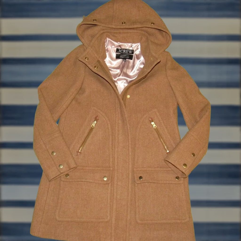 Vintage J CREW Chateau Parka In Italian Stadium Cloth 4 Women's Wool Blend Coat 80% Wool 20% Polyester Brown 4 Parka Womens Size S / US 4 / IT 40 - 1 Thumbnail