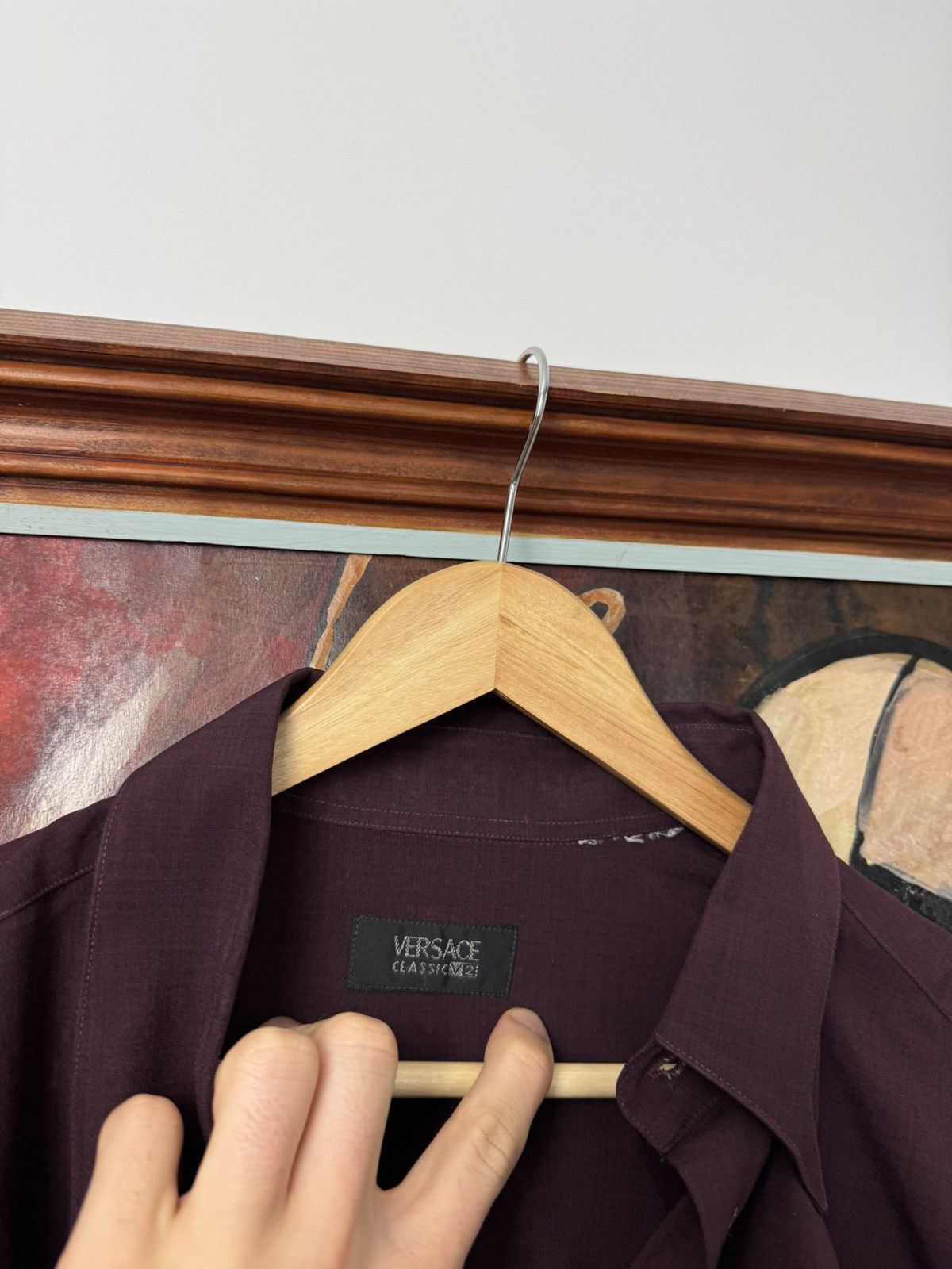 Versace Versace Luxury Designer Button Up Maroon Vintage Shirt Rare Size US L / EU 52-54 / 3 - 3 Thumbnail