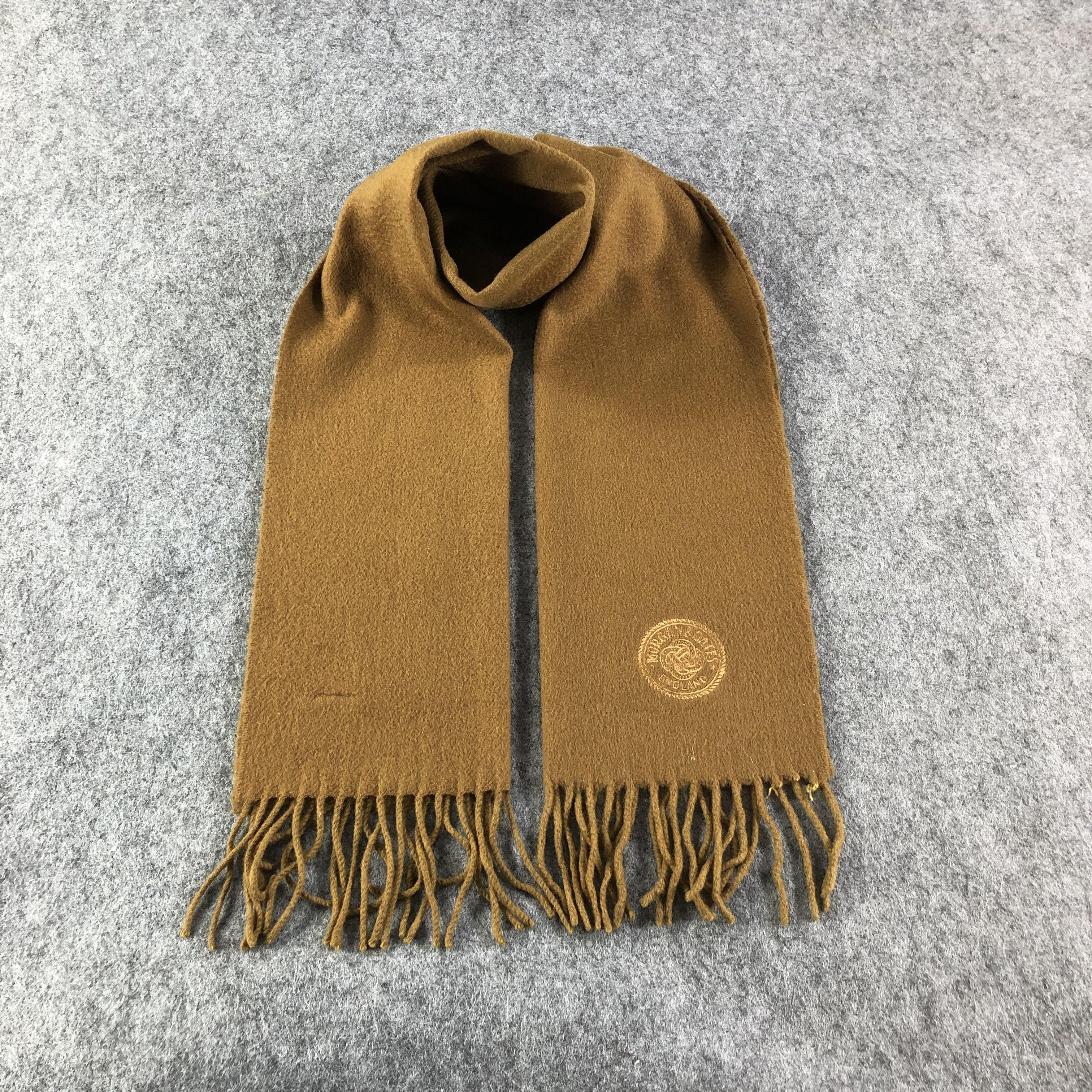 Vintage Morgan Oates Plain Tan Cashmere Scarf Muffler V1641 Size ONE SIZE - 1 Thumbnail