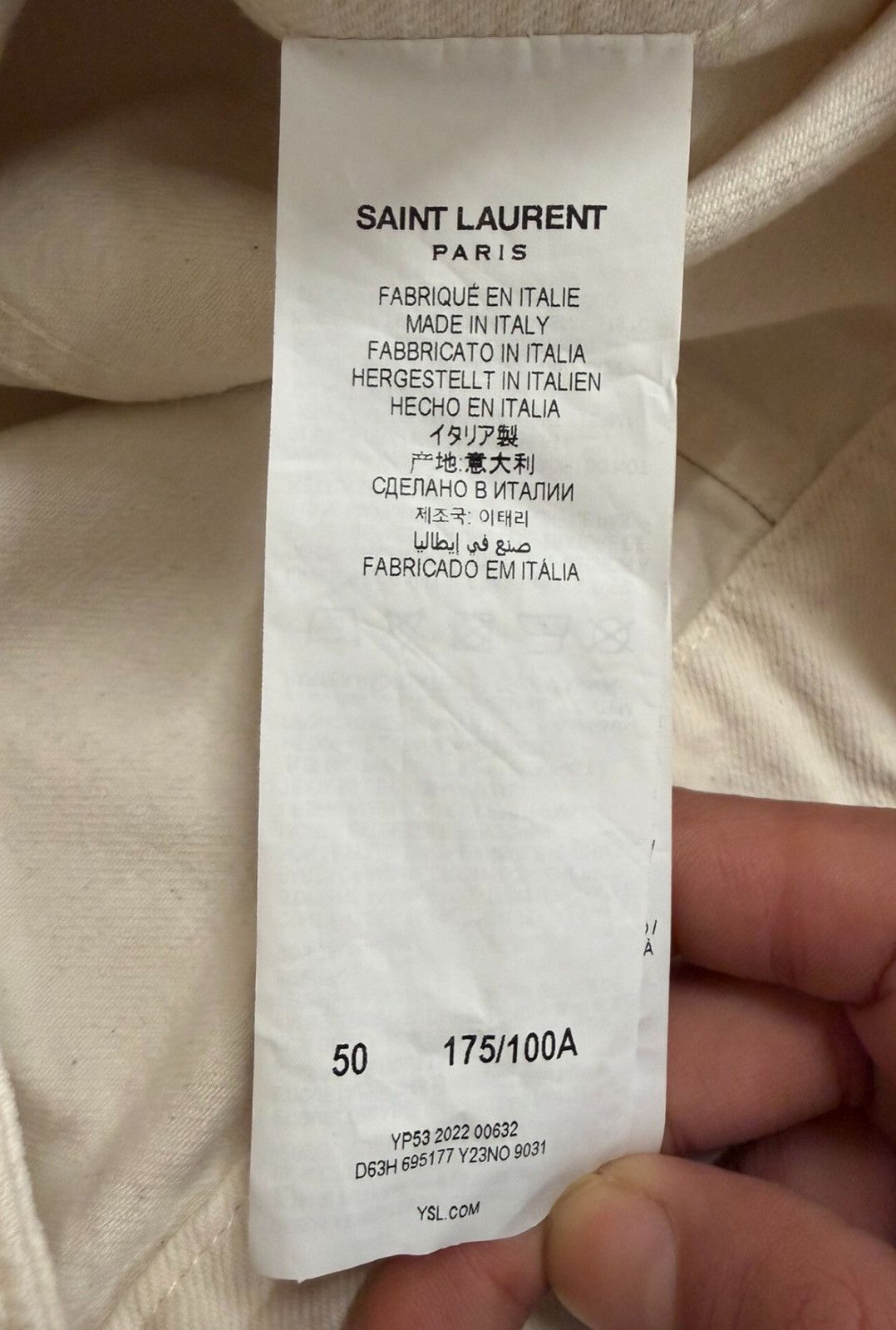 Saint Laurent Paris Saint Laurent SLP 22FW Off-White Denim Jacket Size US M / EU 48-50 / 2 - 5 Thumbnail