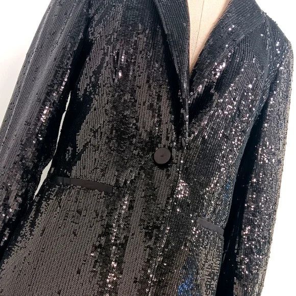 Lafayette 148 LAFAYETTE 148 NEW YORK Black Sequin Blazer - 2M (Sample) Size XS / US 0-2 / IT 36-38 - 2 Thumbnail