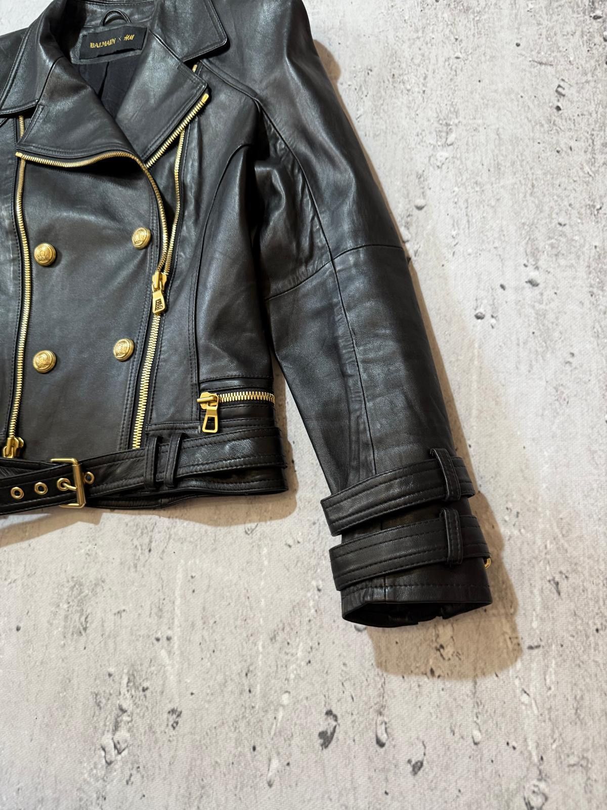 Beautiful Balmain X H&M leather biker cropped jacket