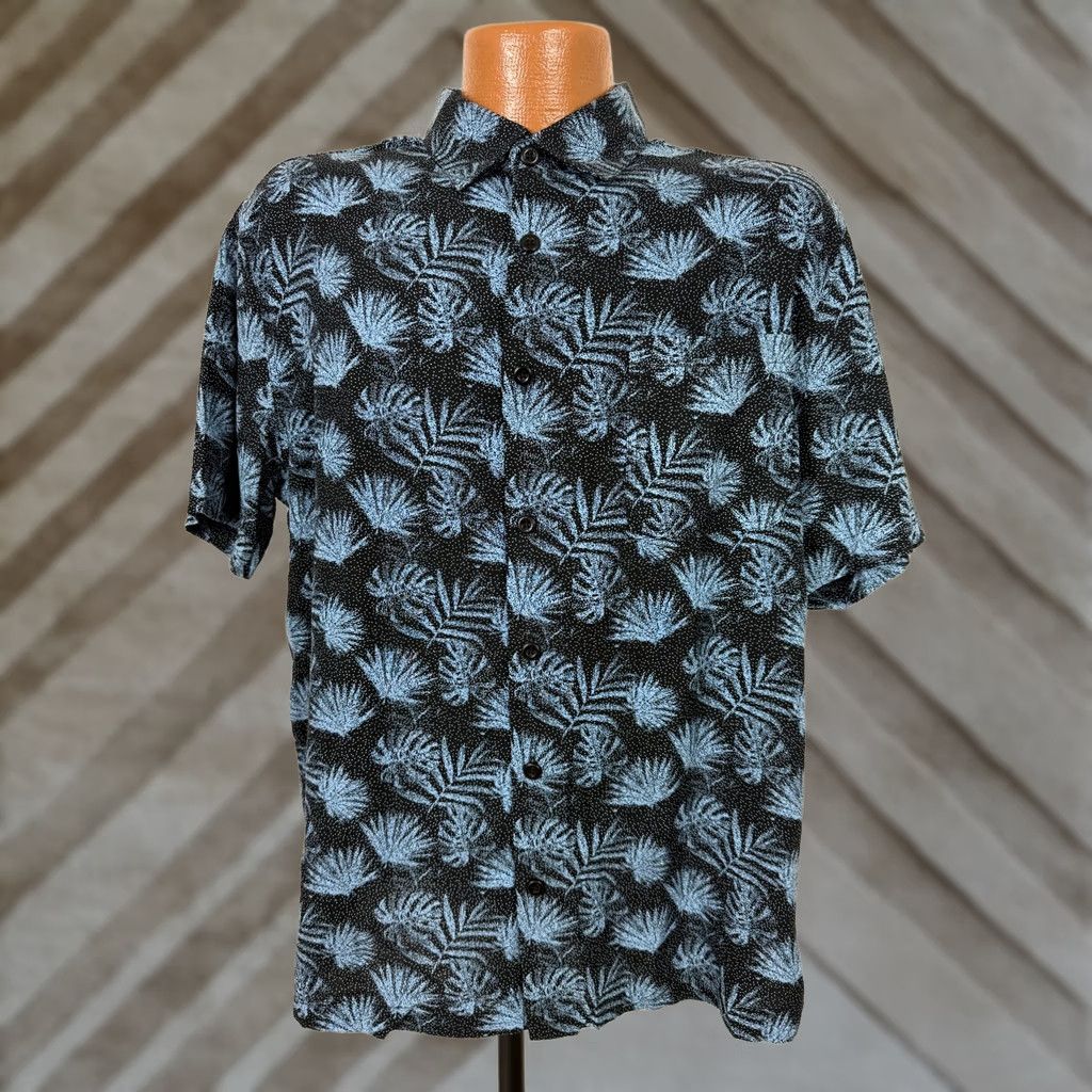 Nat Nast VINTAGE Nat Nast Shirt Men M Hawaiian Palm Frond Pointilism Aloha Luau Silk Cotton Black Summer Beach Tropic Nat Nast Luxury Originals Size US M / EU 48-50 / 2 - 1 Thumbnail