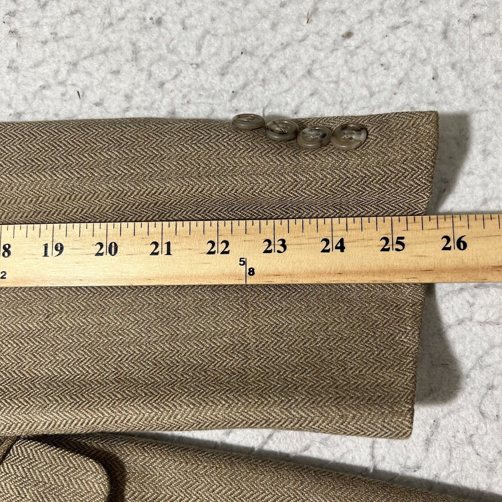 Stafford Stafford Wool Herringbone Beige Career Suit Jacket Coat 42L Size 42L - 12 Thumbnail