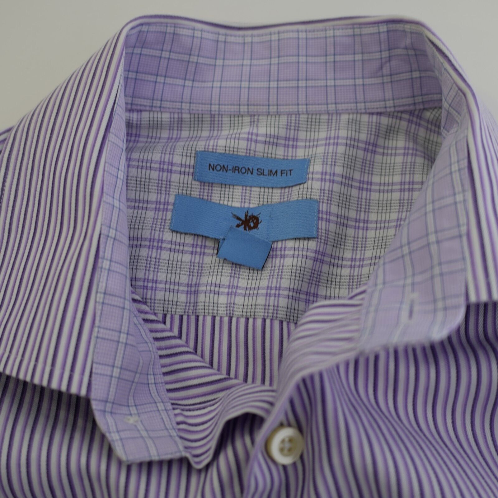 Egara Egara Non-Iron Slim Fit Large Tall 16-16.5 Purple Plaid Flip Size US L / EU 52-54 / 3 - 10 Thumbnail