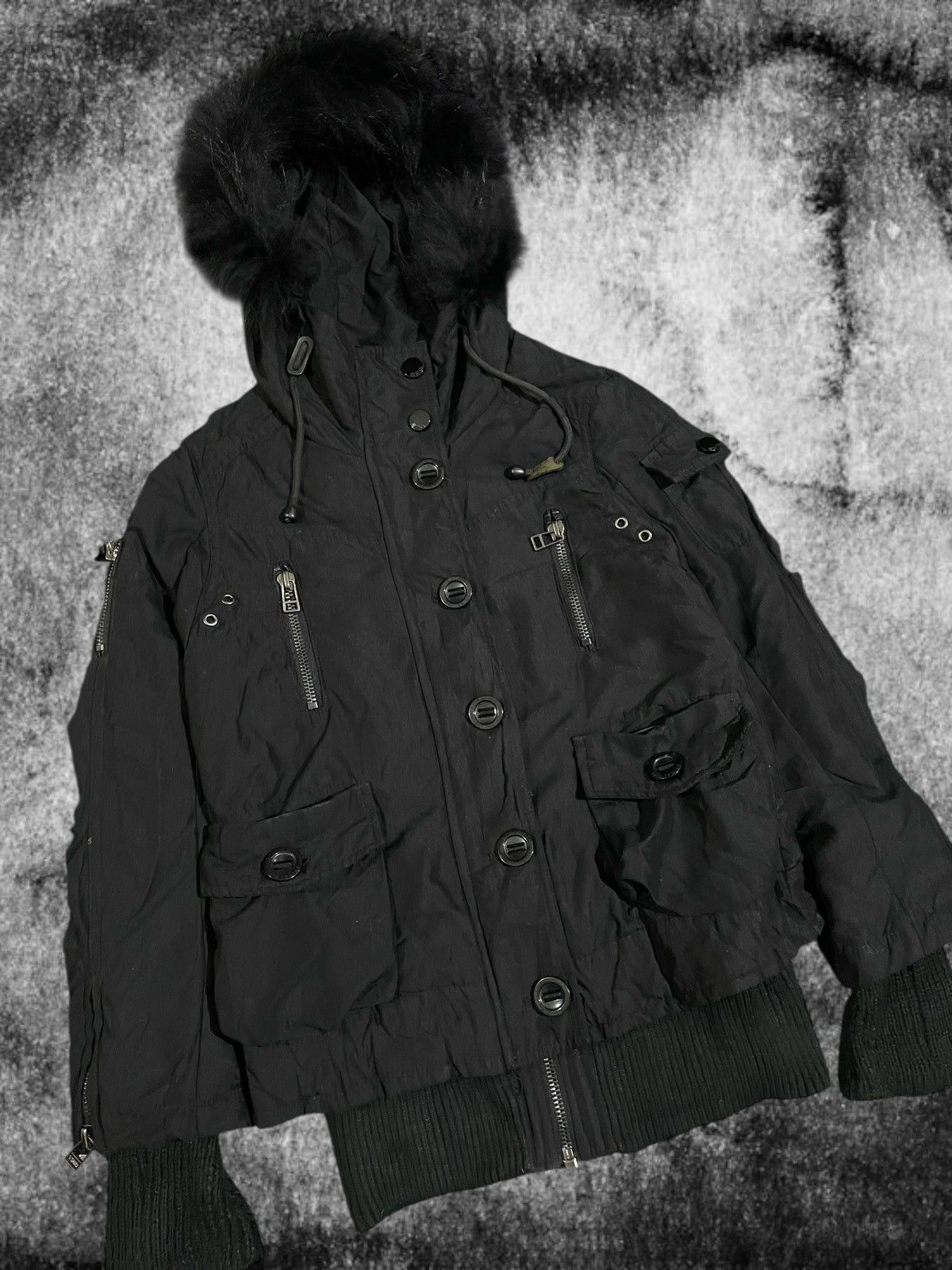14th Addiction 2000s Spiral Girl Japan fur Racoon jacket Black Opium style Size US M / EU 48-50 / 2 - 4 Thumbnail