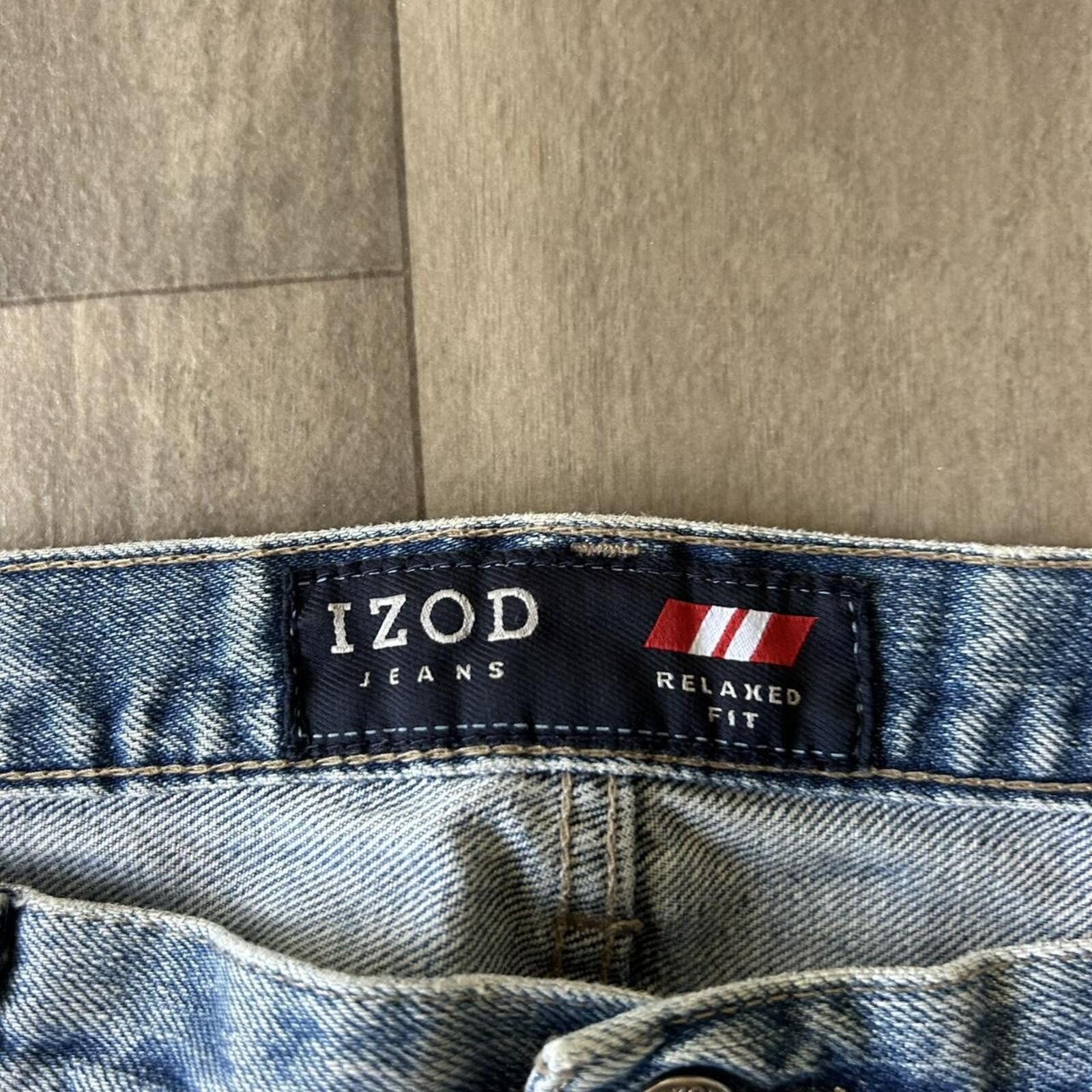Izod Vintage Light Wash Baggy blue denim jeans wide leg 40/30 Size US 40 / EU 56 - 4 Thumbnail