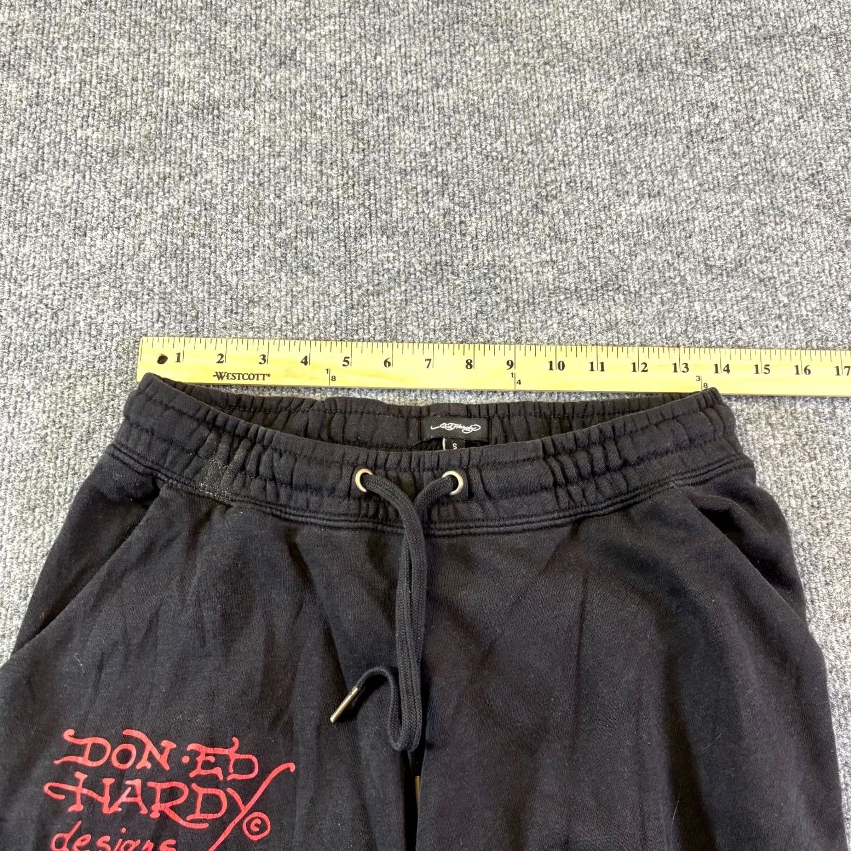 Ed Hardy VINTAGE Ed Hardy SweatPants Womens Small Black Fleece Drawstring Wide-Leg Casual Activewear Size 28" / US 6 / IT 42 - 3 Thumbnail