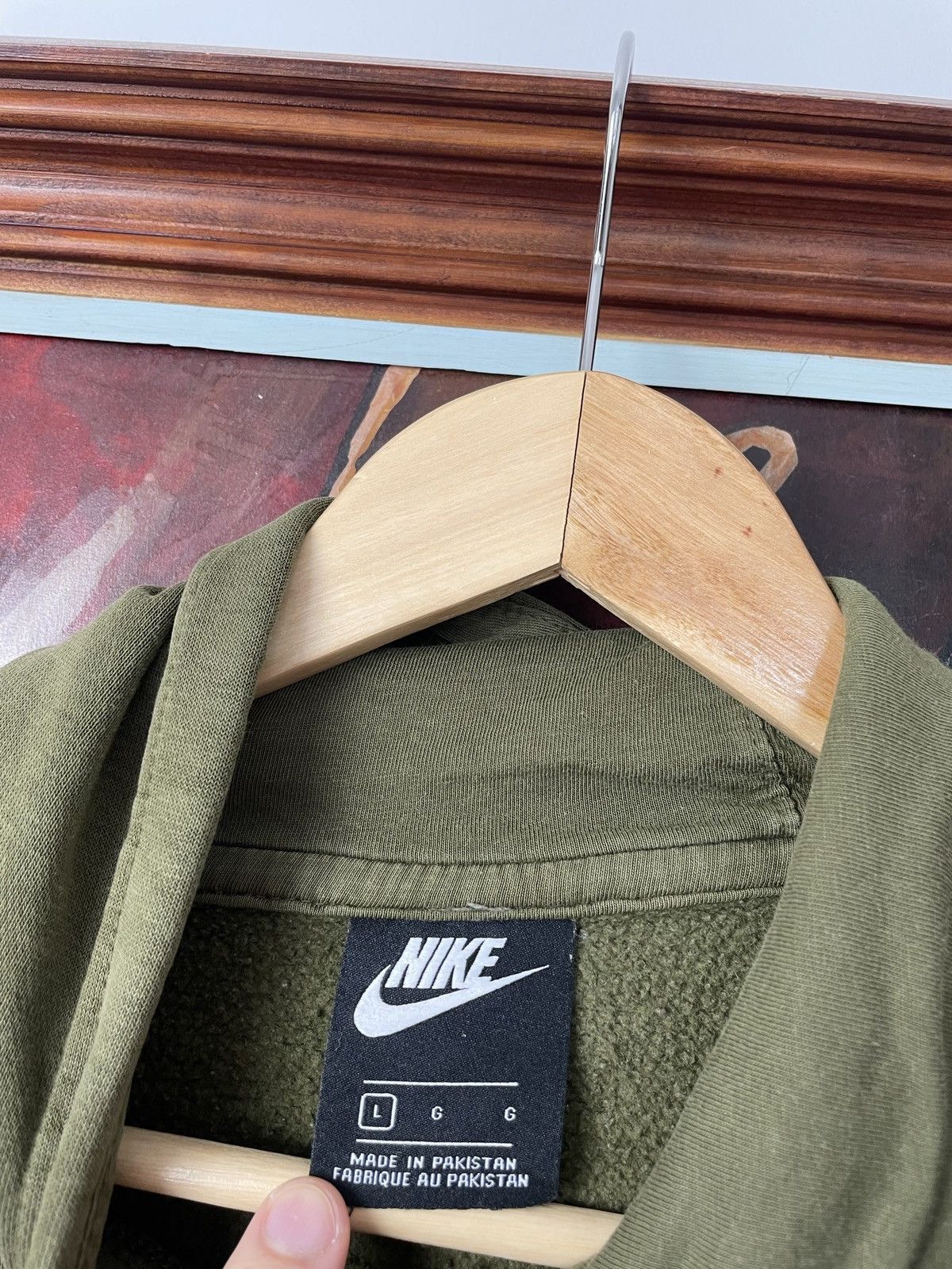 Nike Nike Vintage Y2k Olive Distressed Mini Swoosh Hoodie Rare Size US L / EU 52-54 / 3 - 5 Thumbnail