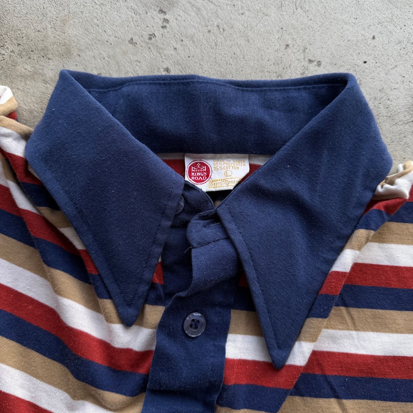 Sears Vintage 70s Kings Road Dagger Collar Stripe Polo Shirt L Size US L / EU 52-54 / 3 - 2 Thumbnail