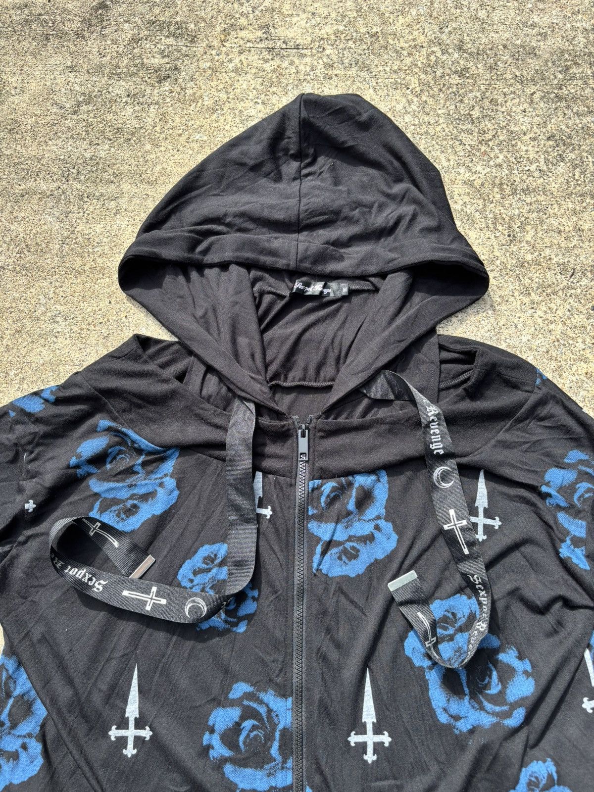 Sex Pot ReVeNGe Sex Pot Revenge Blue Rose Dual Layer Vkei Grunge Punk Hoodie Size US XXL / EU 58 / 5 - 2 Thumbnail
