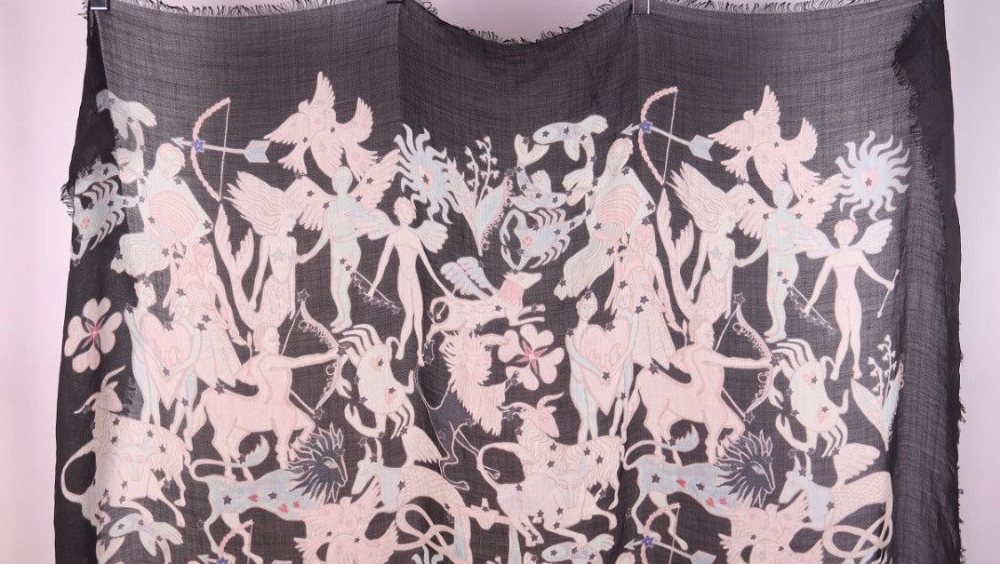 Dior Christian Dior Zodiac Print Large Silk Scarf Handkerchief Size ONE SIZE - 5 Thumbnail