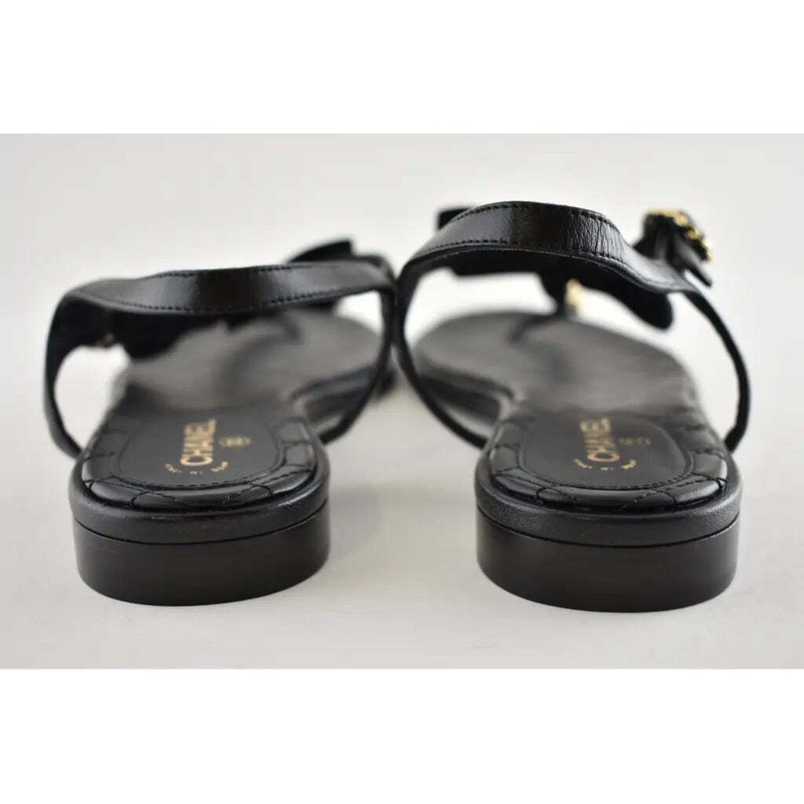 Chanel Chanel 20A Black Crystal Bow Lambskin CC Logo Mule Slide Size US 9.5 / IT 39.5 - 11 Thumbnail