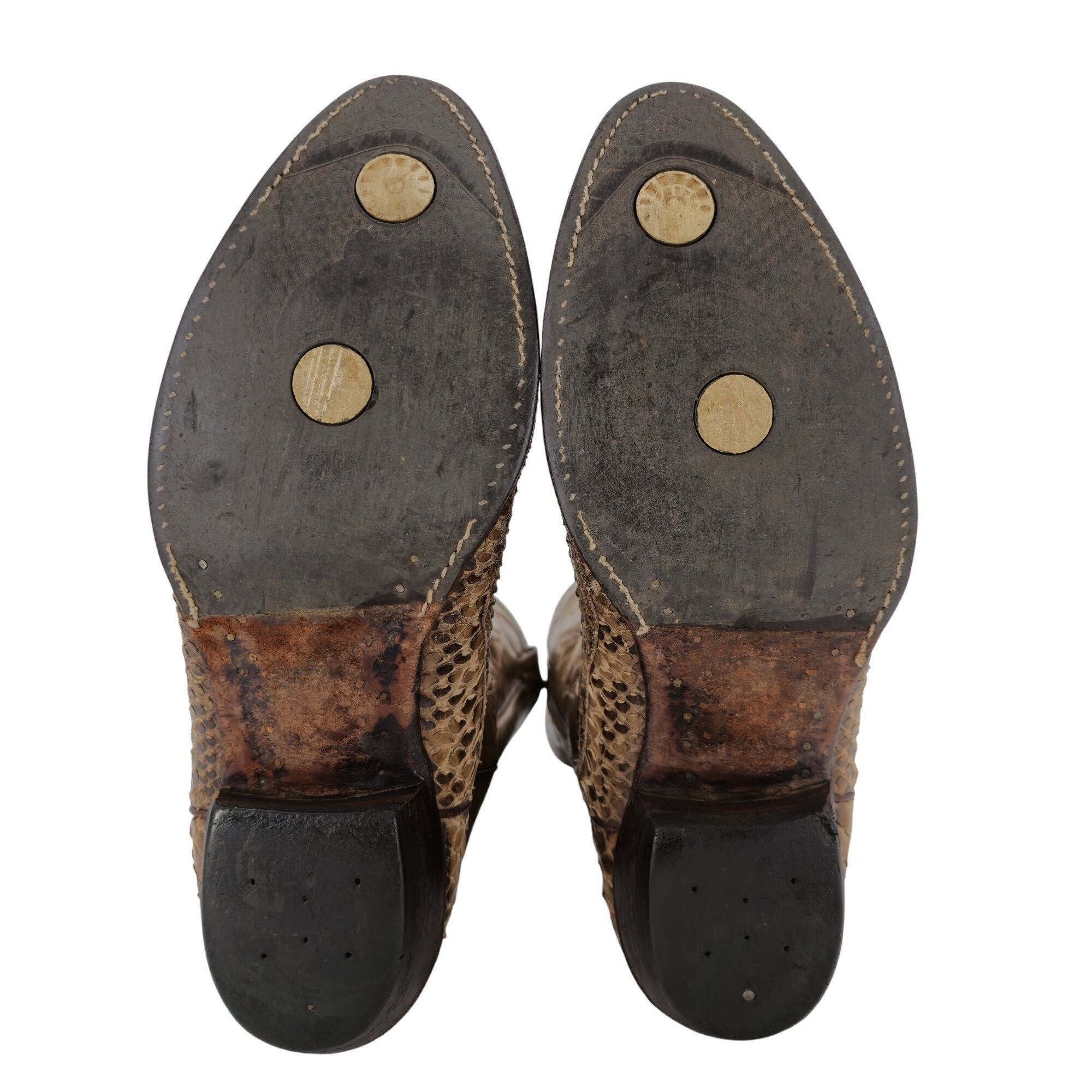 Justin Vintage Exotic Python Snakeskin Justin Mens 11D Brown Cowboy Size US 11 / EU 44 - 6 Thumbnail