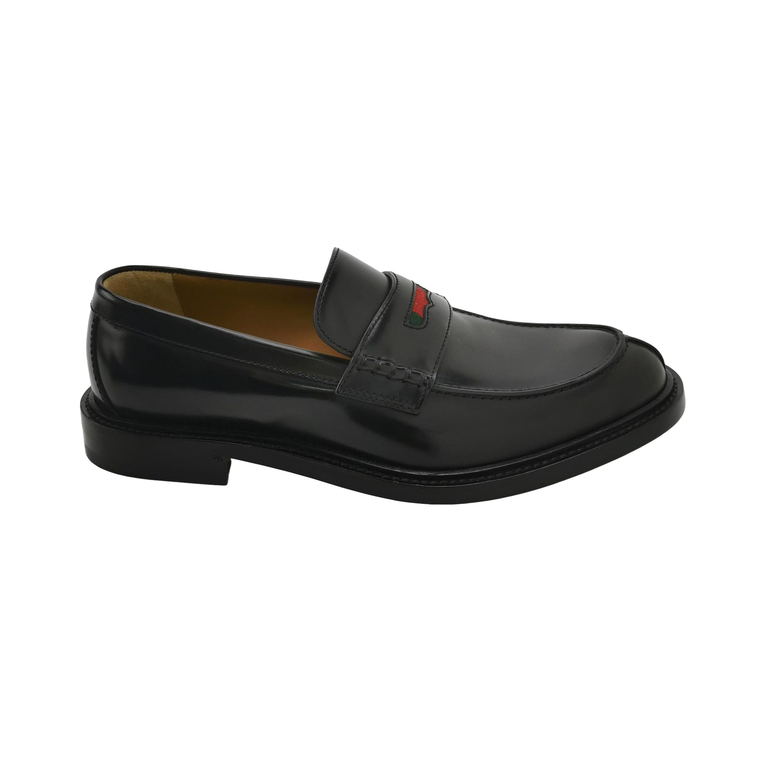 Gucci Gucci Web Stripe Leather Loafers Size 41 Size US 8 / EU 41 - 1 Thumbnail