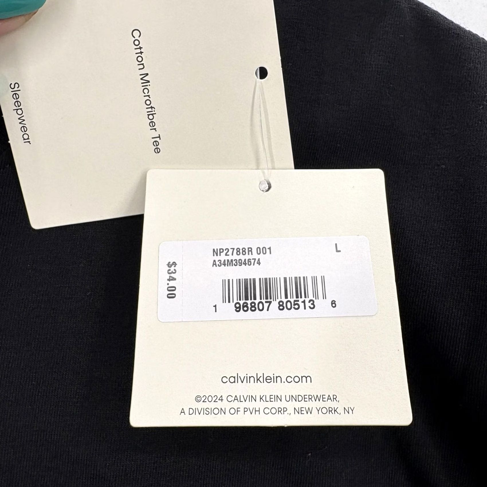 Calvin Klein Calvin Klein Pajama Top Mens Large Black Logo Cotton Microfiber Sleepwear Tee Size US L / EU 52-54 / 3 - 5 Thumbnail