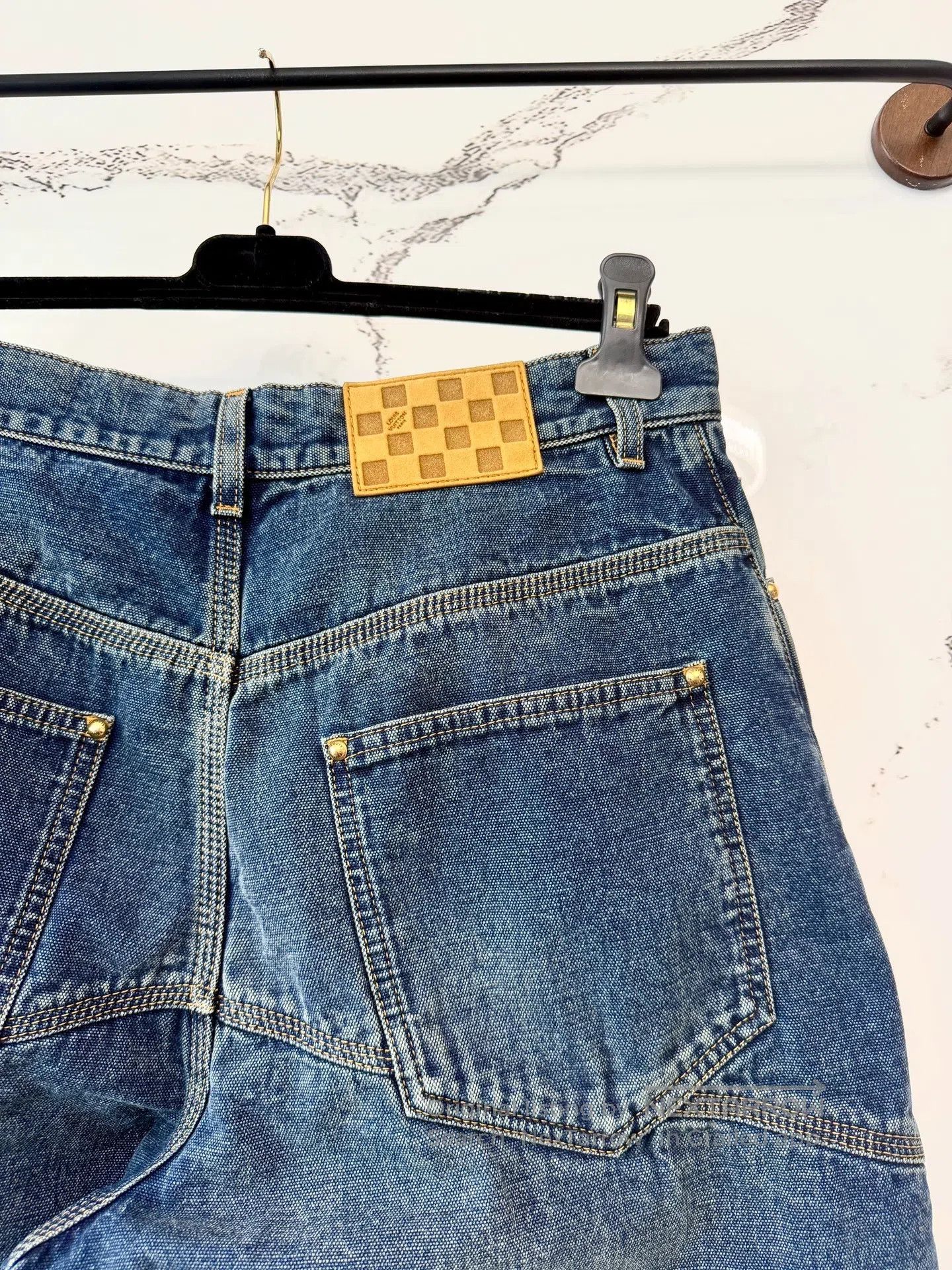Louis Vuitton Louis Vuitton Vintage Washed Cargo Woodcut Denim Shorts| Size US 29 - 4 Thumbnail