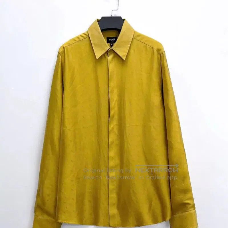 Fendi Fendi Yellow Silk Long Sleeve Shirt . Size M / US 6-8 / IT 42-44 - 1 Thumbnail