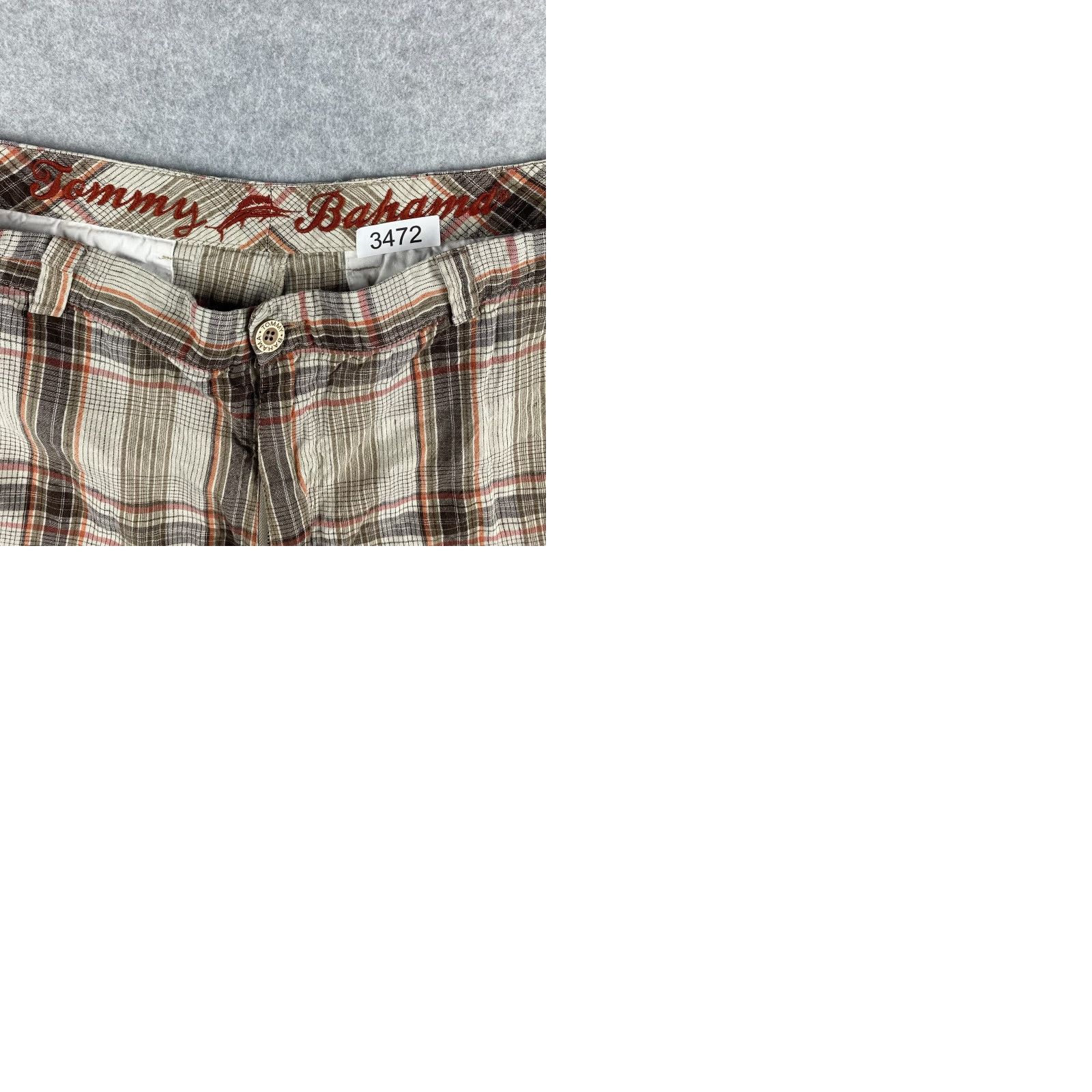 Tommy Bahama Tommy Bahama Shorts Mens 38 Brown Ivory Silk Linen Plaid Button Pocket Size US 38 / EU 54 - 9 Thumbnail