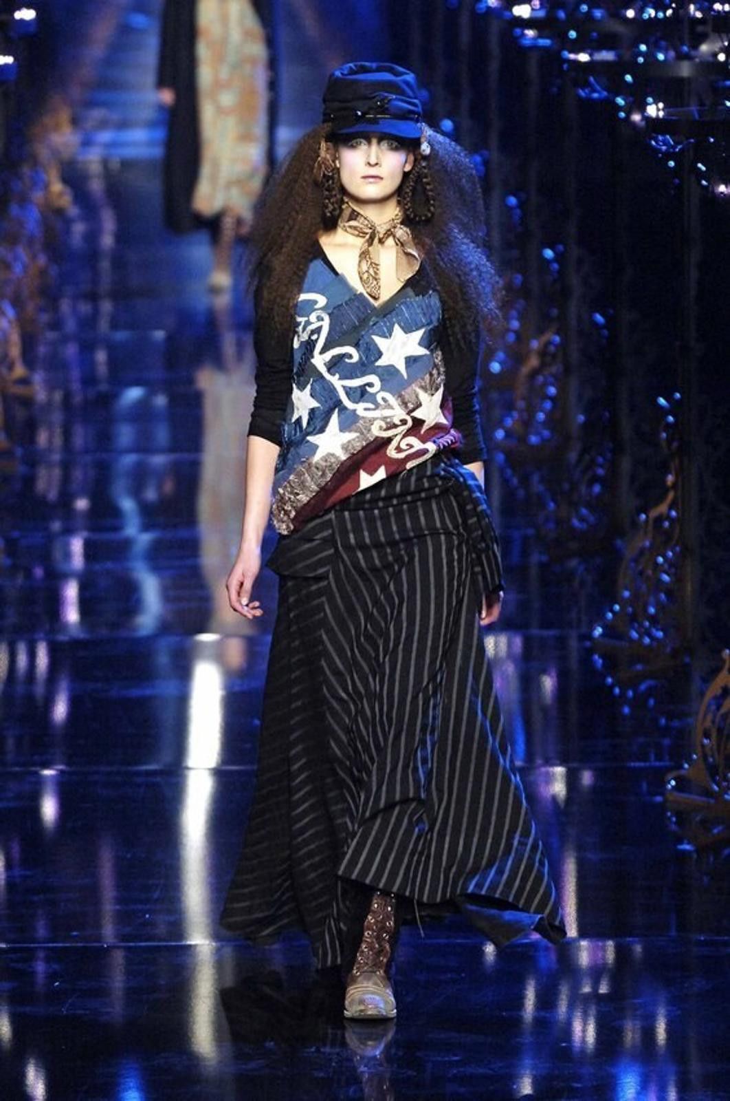 John Galliano F/W 2006 John Galliano RUNWAY Stripped Tie Waist Skirt Size 26" / US 2 / IT 38 - 1 Thumbnail