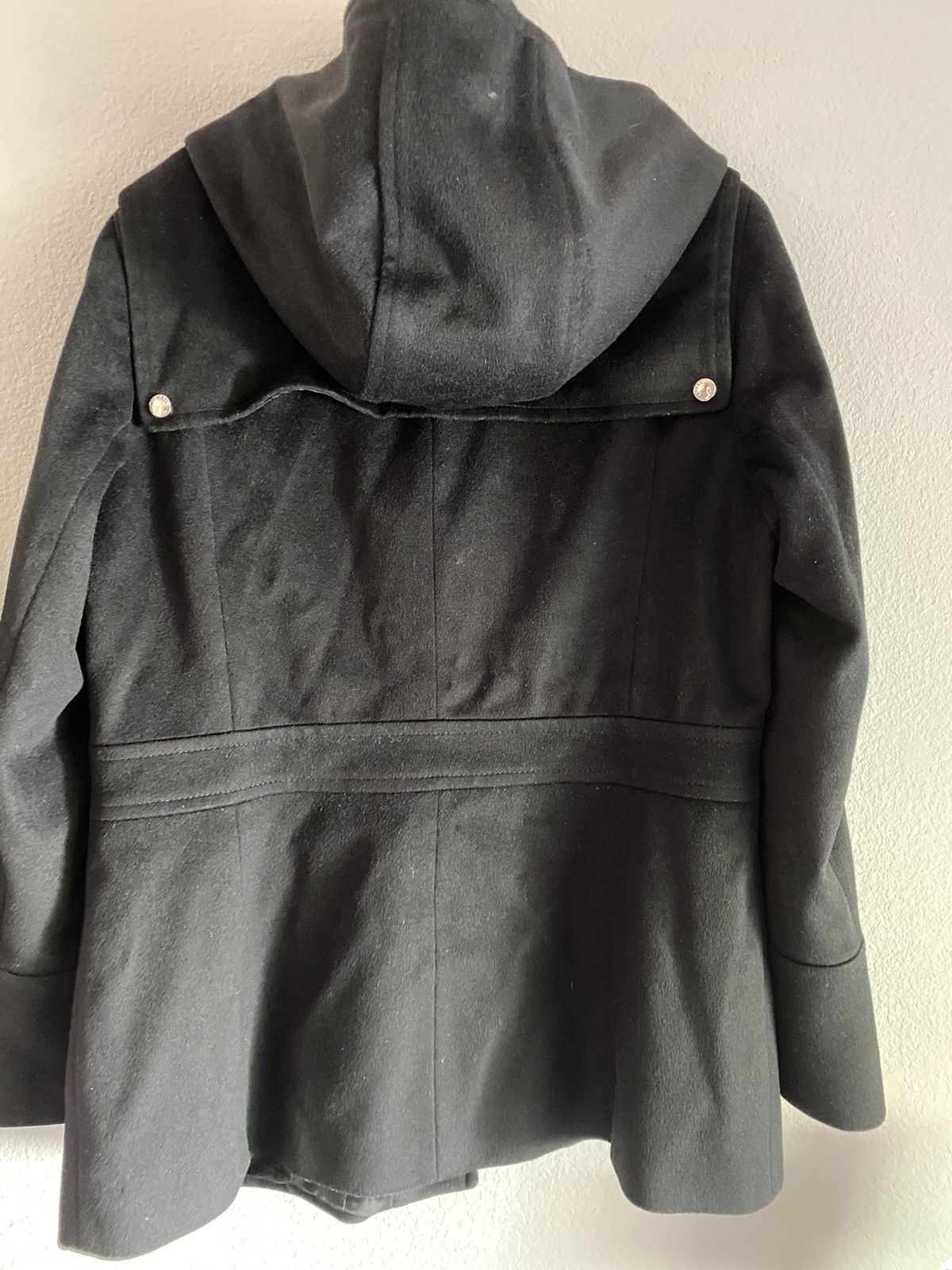 Designer × Michael Kors Michele kors black wool coat jacket with hoodie Size XL / US 12-14 / IT 48-50 - 2 Thumbnail