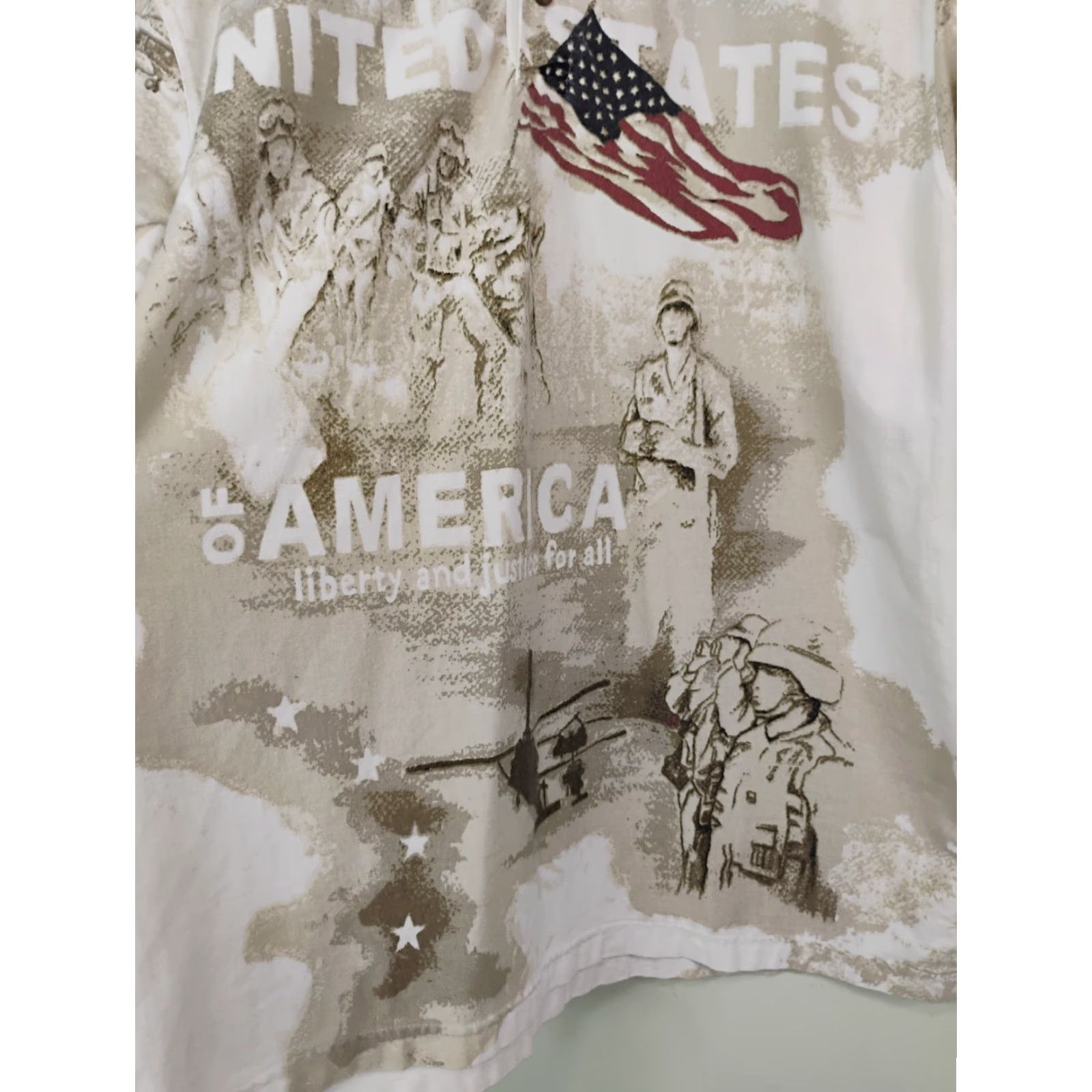 Cotton Traders VINTAGE Cotton Traders Polo Shirt 4th Of July Military Patriot Patriot/Flag/Patriotic Beige Large Men’s Short Sleeve Collared Polo Shirt Size US L / EU 52-54 / 3 - 5 Thumbnail