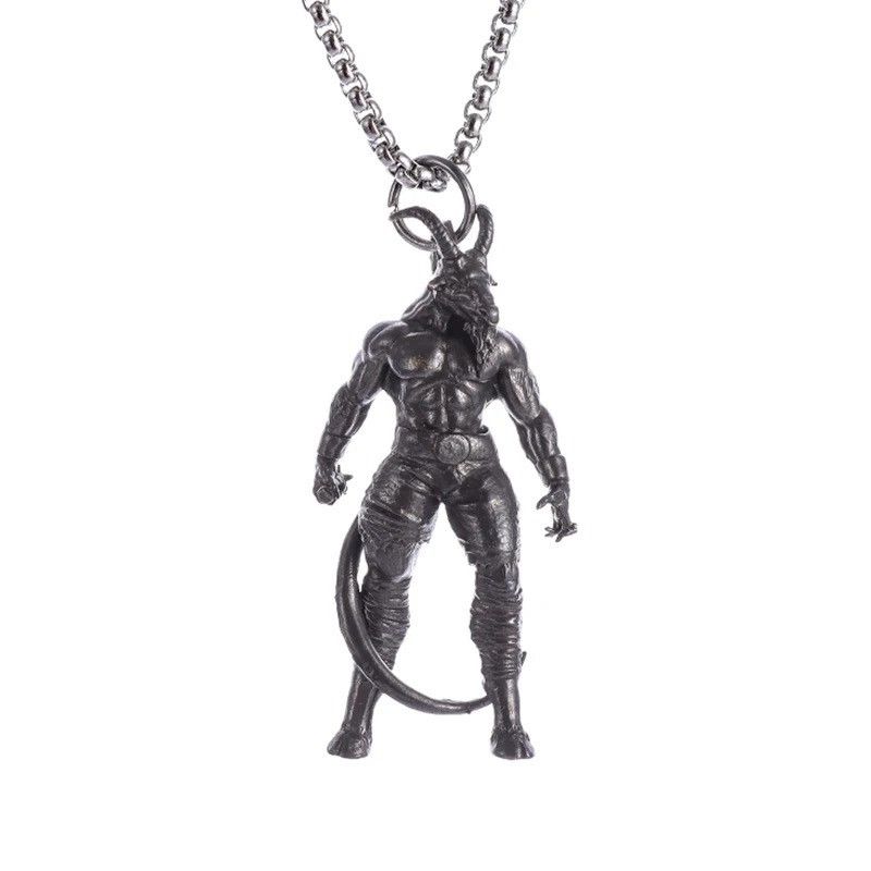 Jewelry Gothic Demon Sheep Head Satanic Warrior Lucifer Necklace Size ONE SIZE - 3 Thumbnail