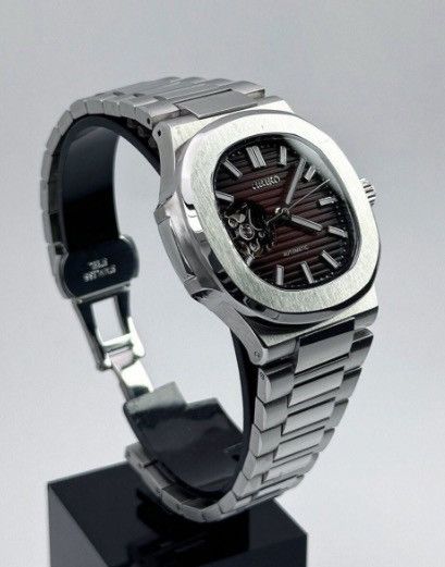 Japanese Brand Seiko Mod Nautilus Brown Open Dial Steel Watch 41mm Size ONE SIZE - 3 Thumbnail
