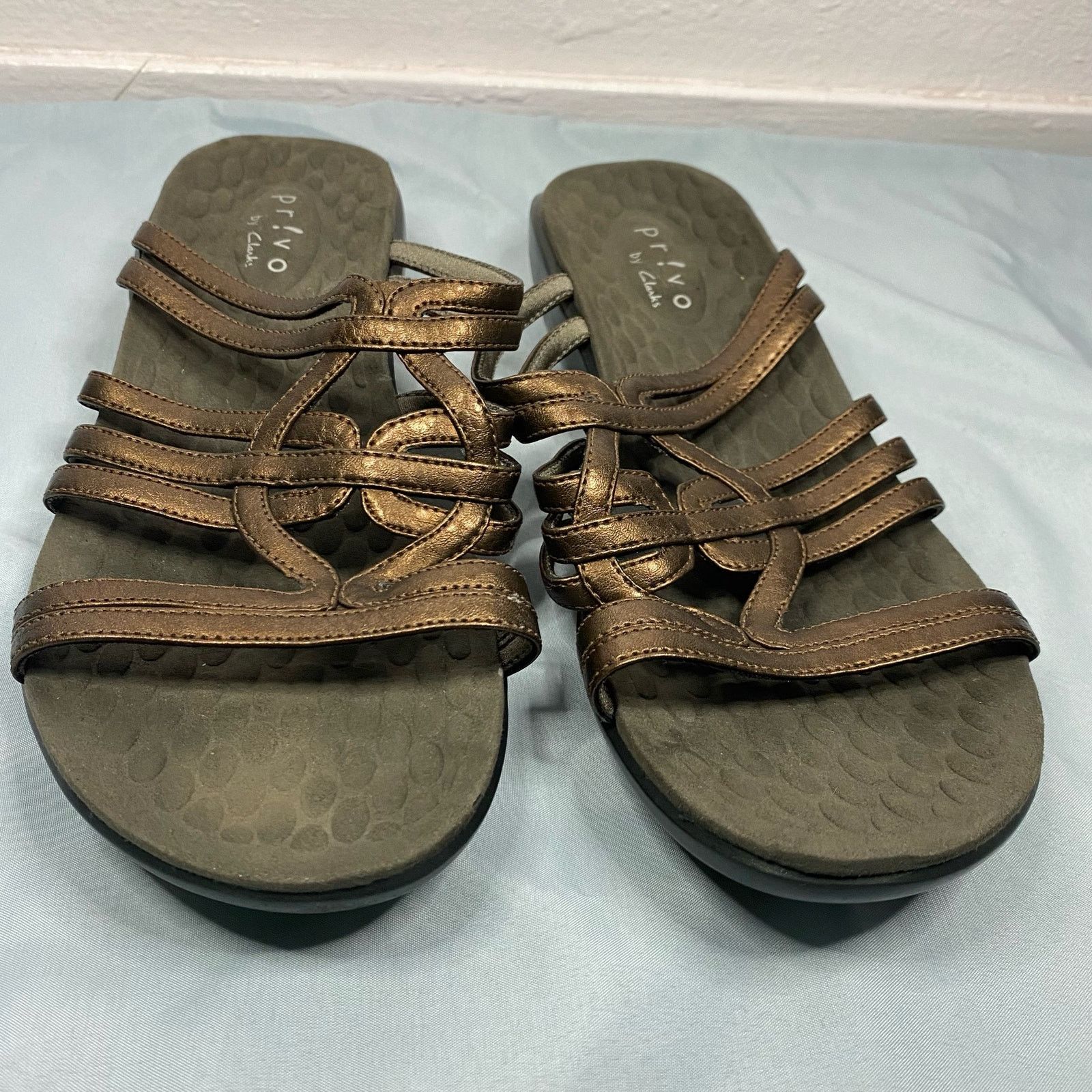 Other PRIVO CLARKS Womens Bronze Slide On Sandles Size 7 Size US 7 / IT 37 - 7 Thumbnail