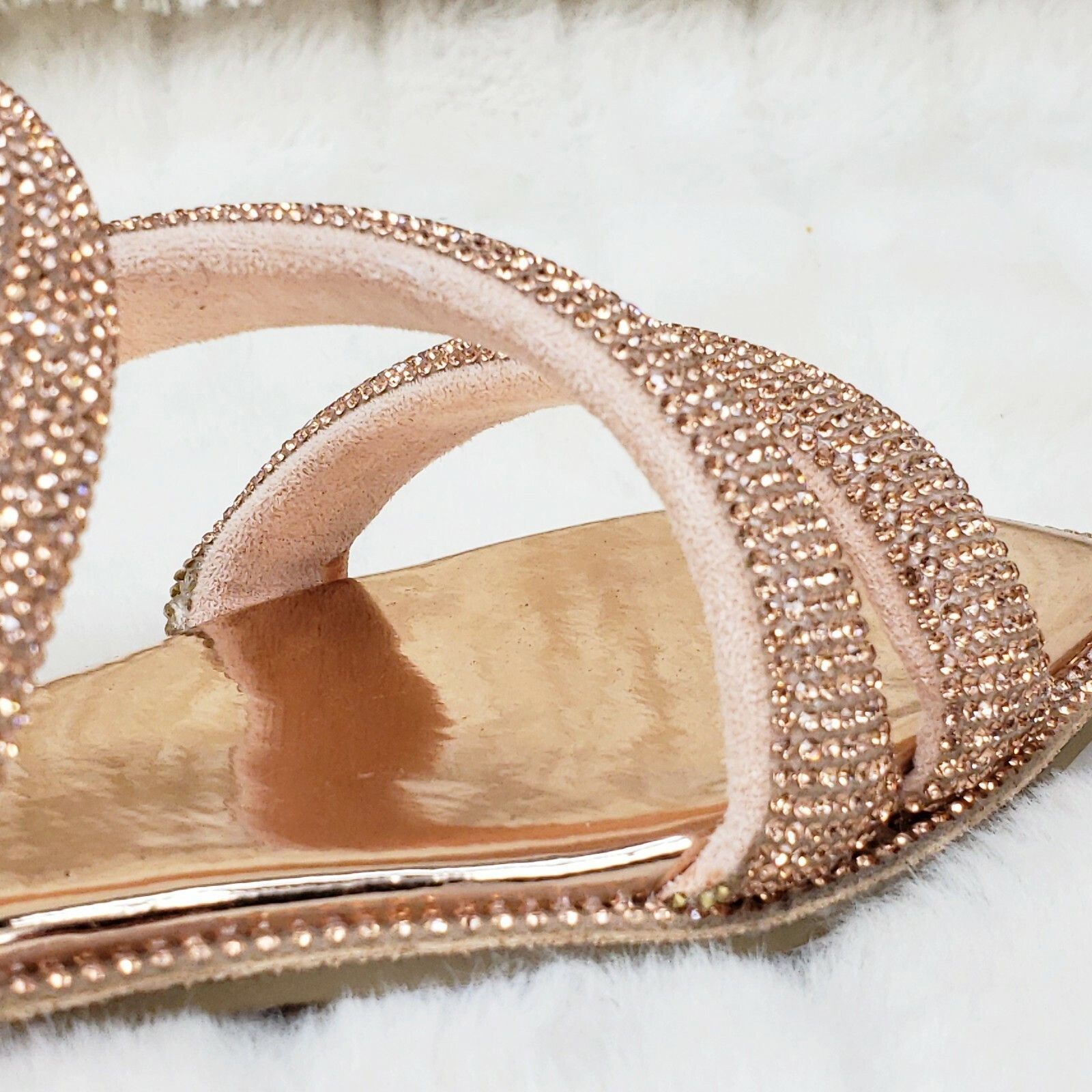 Other Sparkle Triple Padded Strap Slip On Rose Gold Rhinestone San Size US 8.5 / IT 38.5 - 2 Thumbnail
