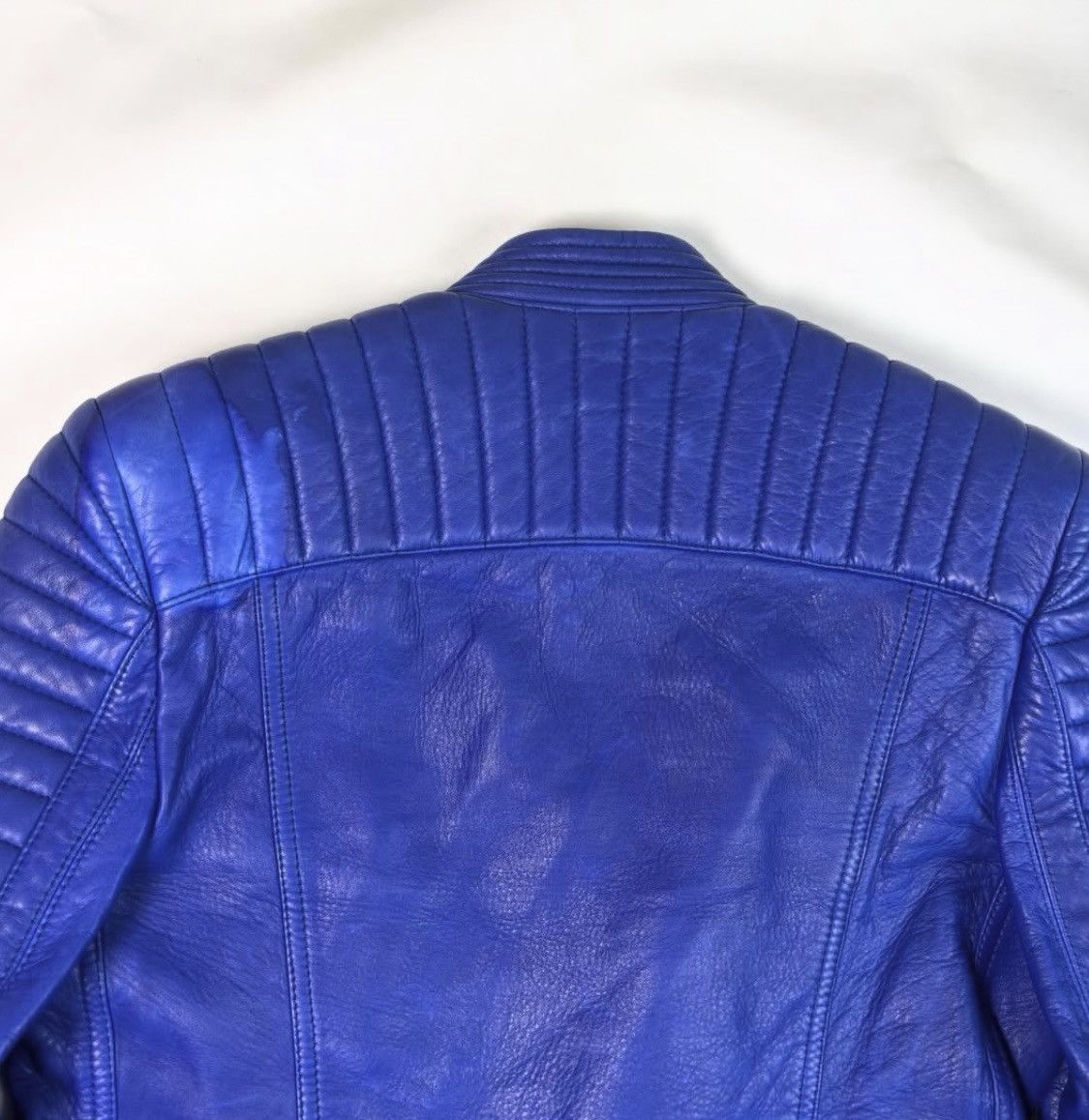 Balmain BALMAIN PARIS Electric Blue Lambskin Leather Biker Jacket Size XS / US 0-2 / IT 36-38 - 7 Thumbnail