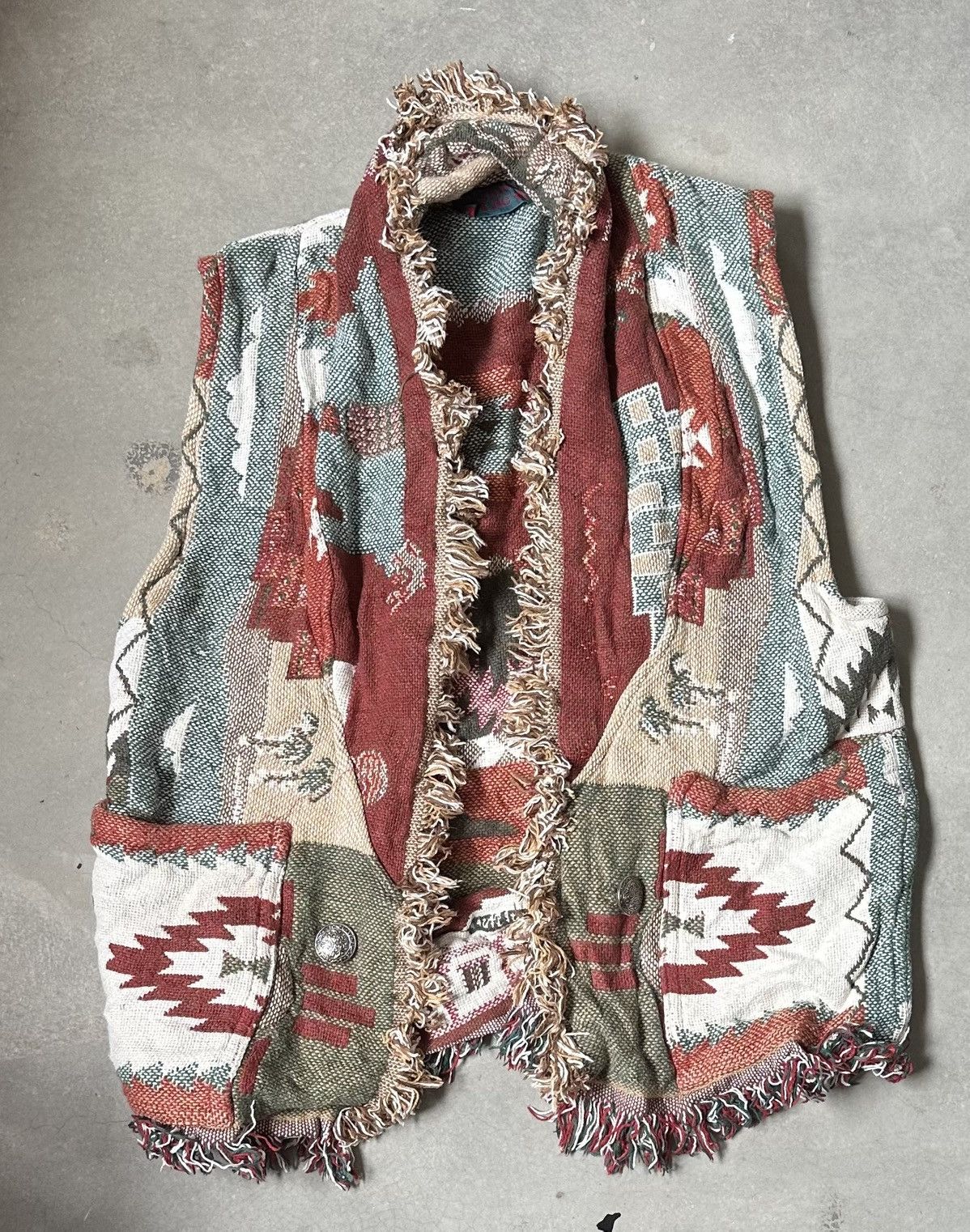Vintage VINTAGE COUNTRY LIFE BLANKET VEST AZTEC NATIVE Size 40S - 1 Thumbnail