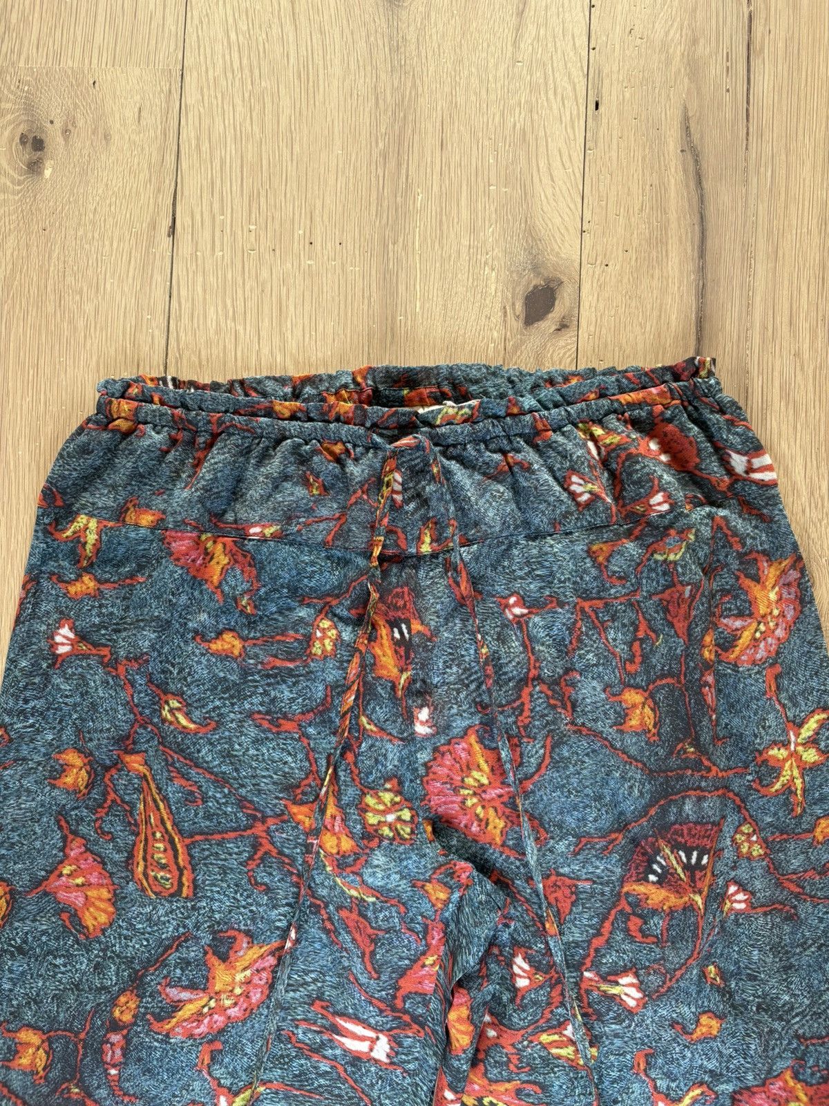 Figue Beautiful Figue Silk Bohemian Wide Leg Pants in Teal Floral Size 28" / US 6 / IT 42 - 4 Thumbnail
