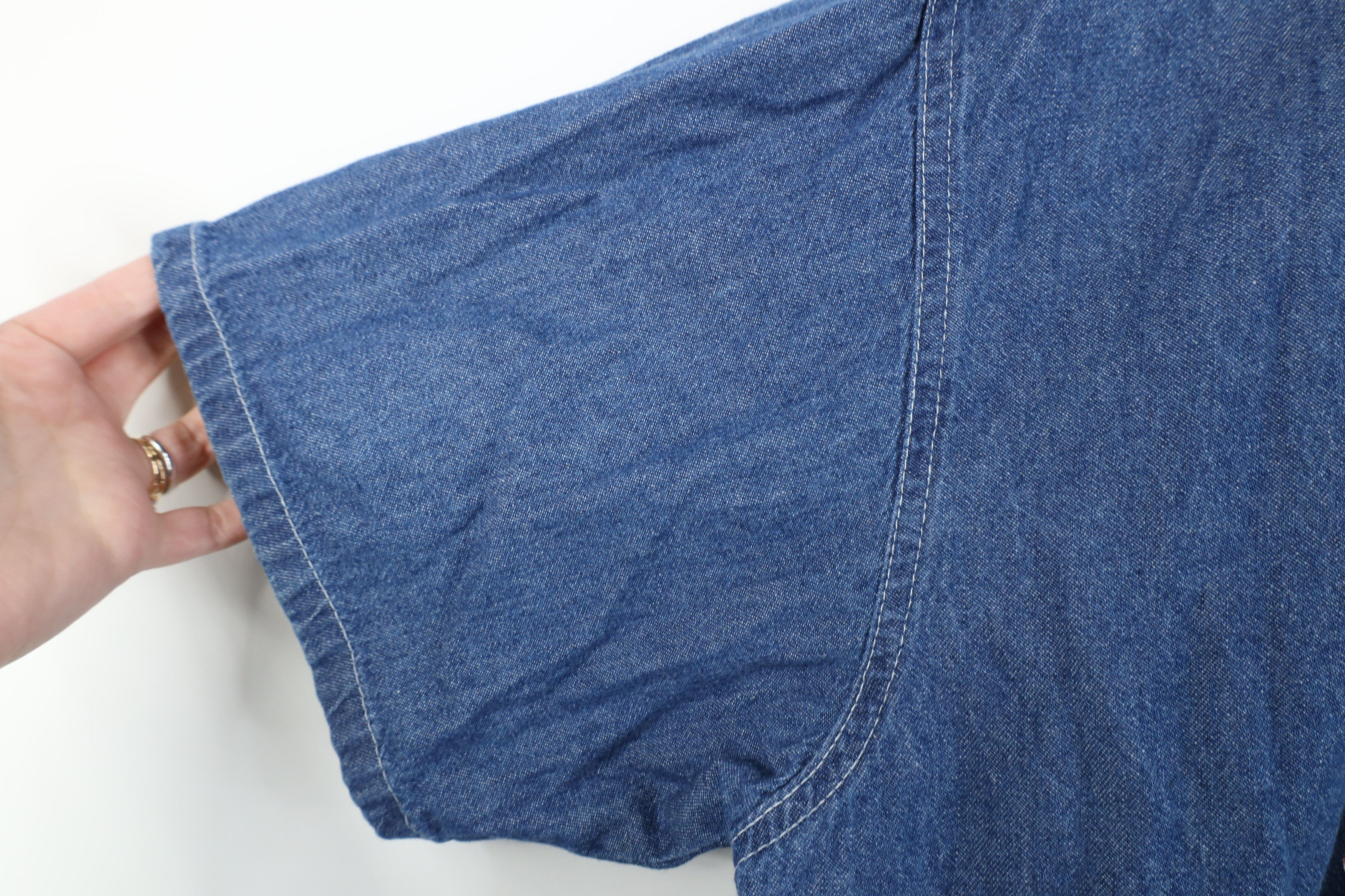 Vintage Vintage 90s Streetwear Embroidered Denim Jean Button Shirt Size 4XL / US 24-26 - 7 Thumbnail