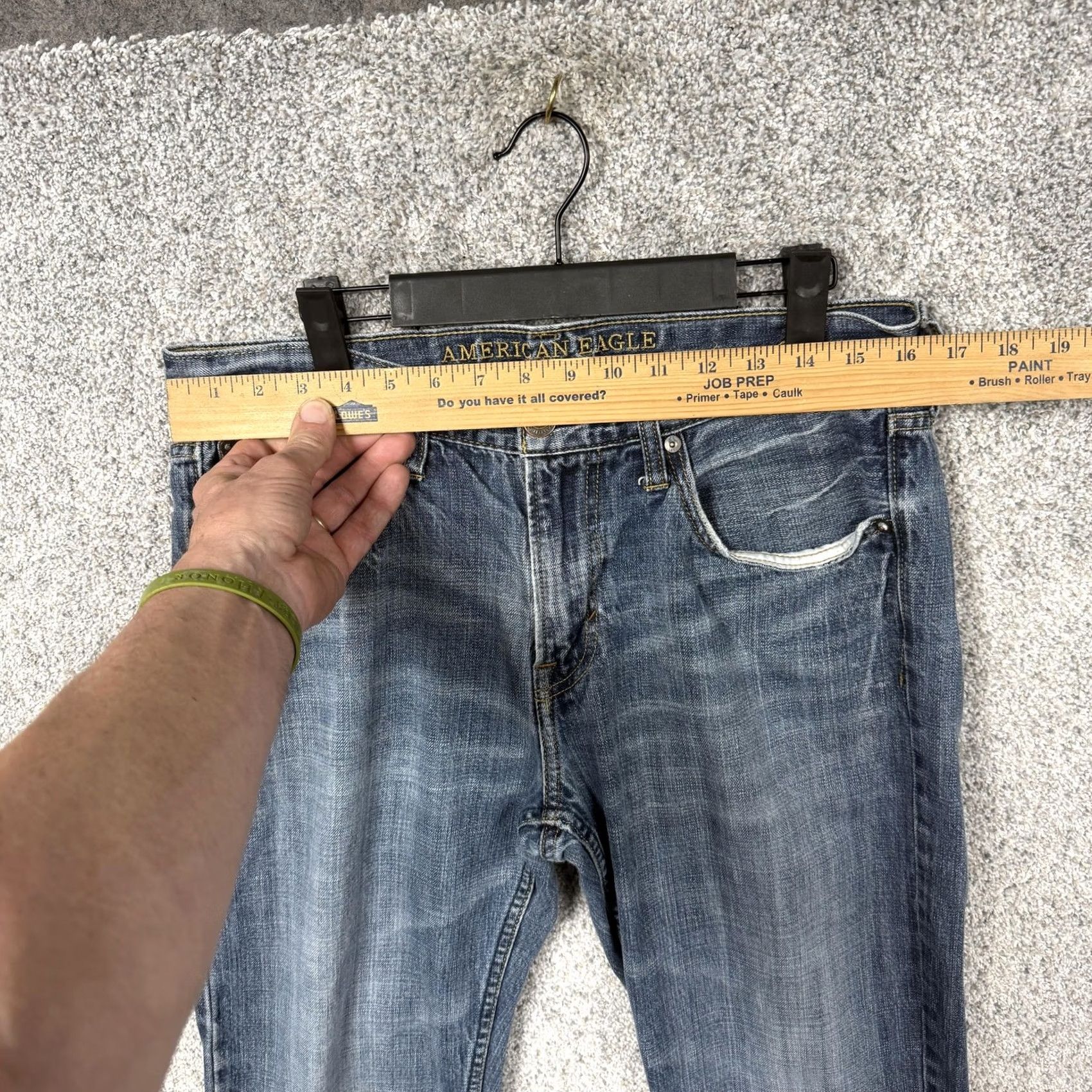 American Eagle Outfitters American Eagle Outfitters Jeans Mens 32x32 Blue Original Straight Denim Classic Grunge 5-Pocket Mens Regular Rise Mid Cotton Denim Pockets Button Zip Size US 32 / EU 48 - 2 Thumbnail
