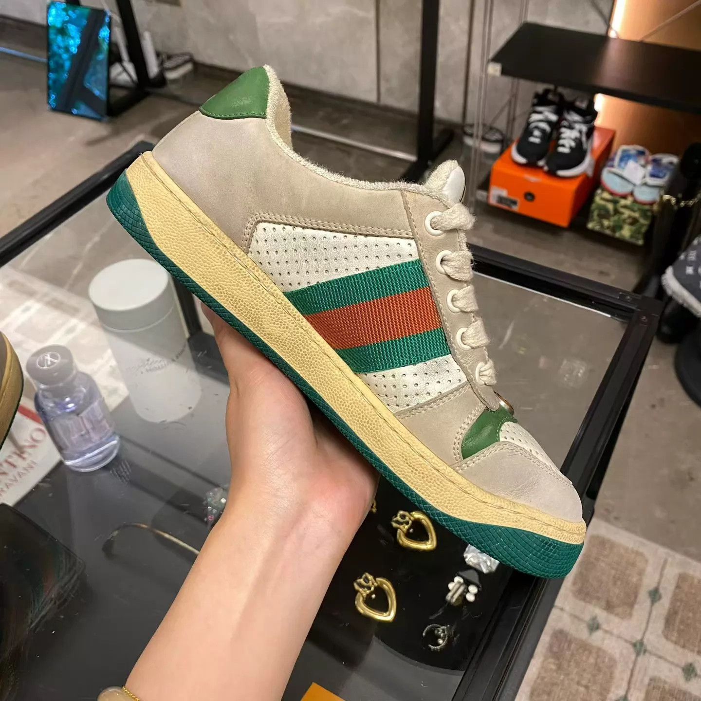 Gucci Gucci White Green Sneaker Women's 36 99new W1 Size US 5.5 / IT 35.5 - 4 Thumbnail