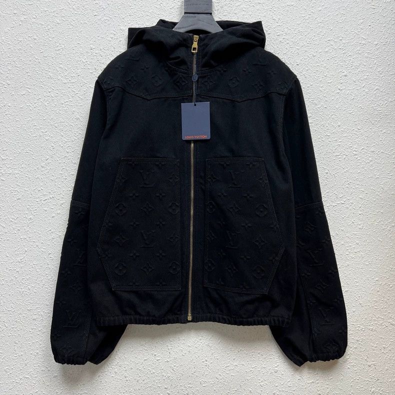 Louis Vuitton Black Logo Zip Jacket-dmc