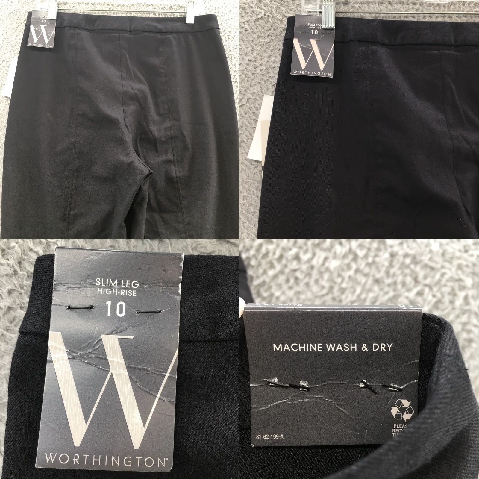Worthington Worthington Slim Leg Dress Pants Womens 10 Black High Rise Cotton Blend NEW Size 32" / US 10 / IT 46 - 9 Thumbnail