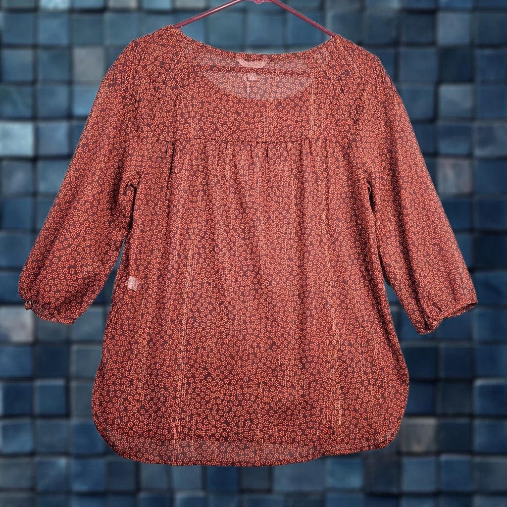 Vintage LC LAUREN CONRAD Pintuck Peasant Blouse Red Sz M Womens Regular 3/4 Sleeve Casual Shirt Brand LC Lauren Conrad Size M / US 6-8 / IT 42-44 - 1 Thumbnail