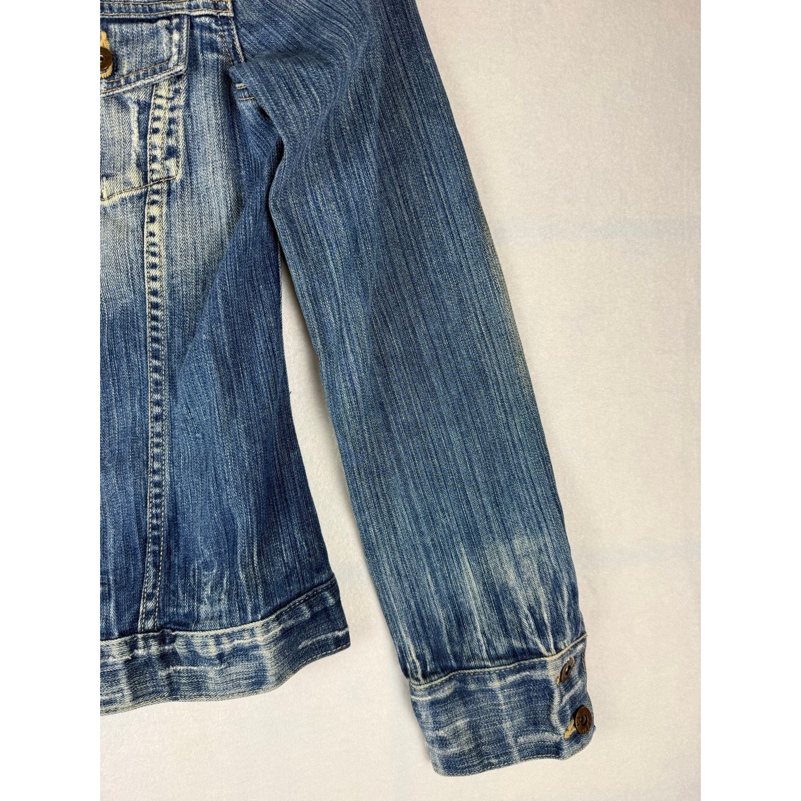 BKE BKE 67 Distressed Denim Blue Jean Jacket - Women's M Size M / US 6-8 / IT 42-44 - 4 Thumbnail