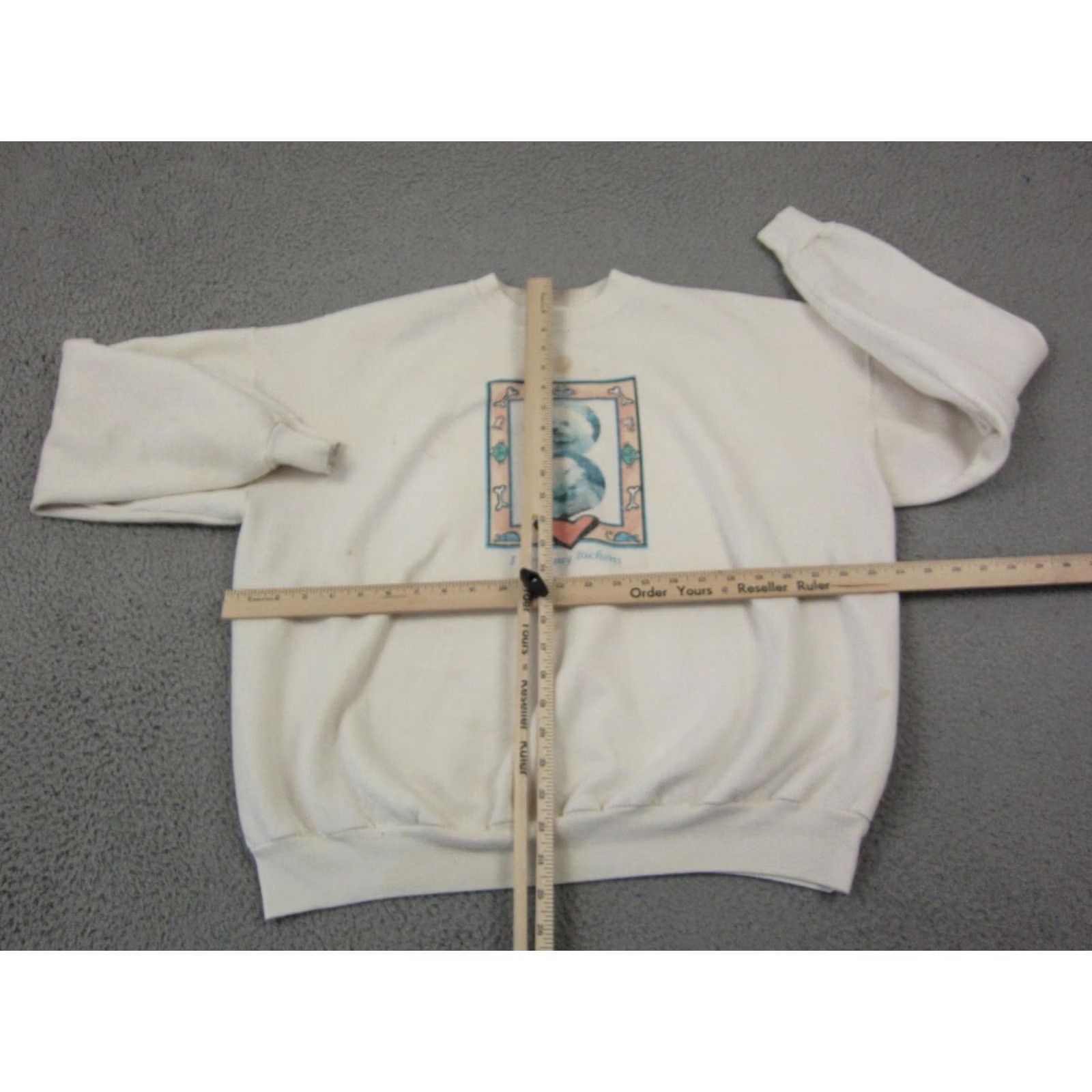 Hanes VINTAGE Hanes Sweatshirt Mens XL White Dogs I Love My French 80s 90s Pullover Crew Neck Long Sleeve Cotton Polyester Jersey Shirt Size US XL / EU 56 / 4 - 5 Thumbnail