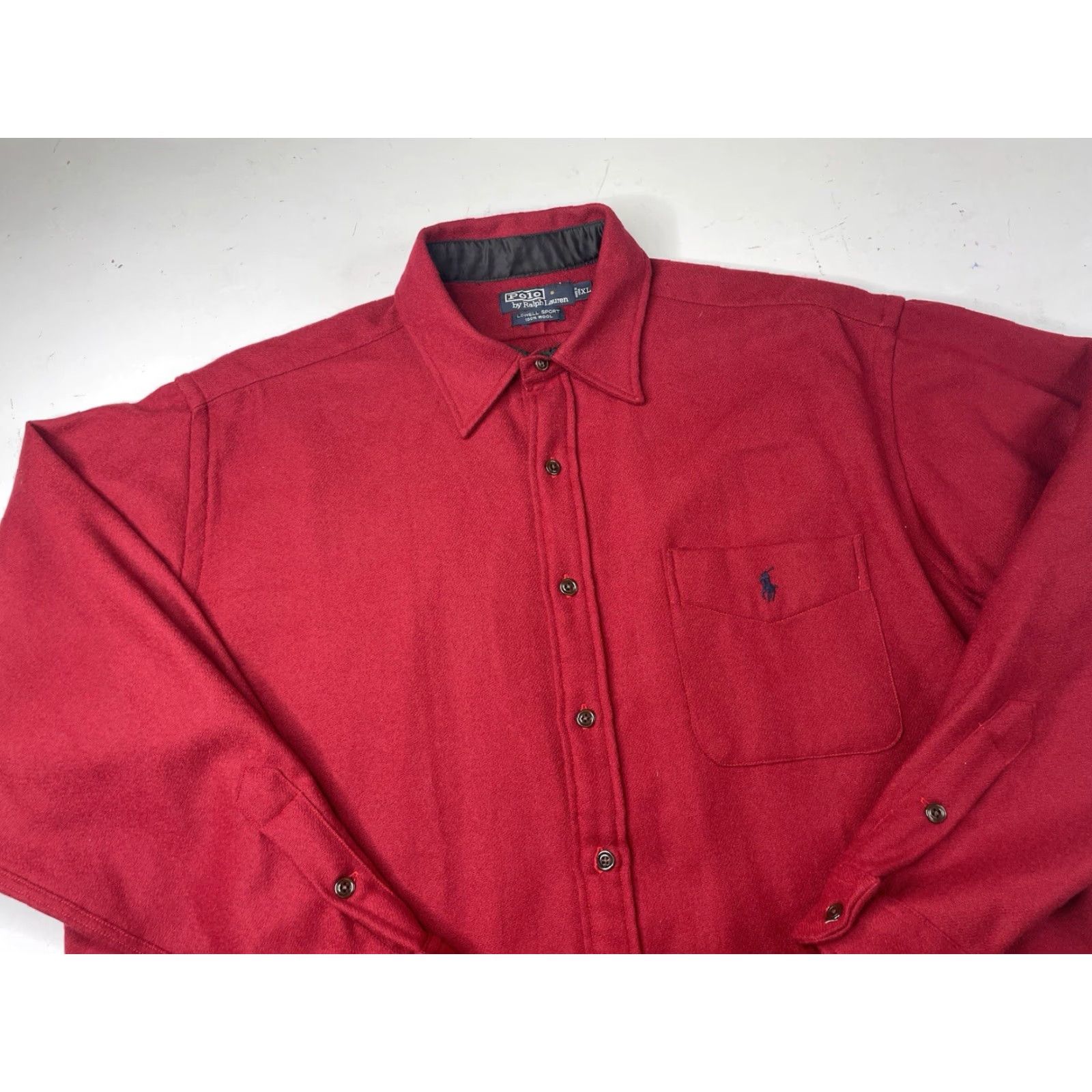 Polo Ralph Lauren VINTAGE Polo Ralph Lauren Shirt Mens XL Red Wool Flannel Heavyweight Button-Front Polo Ralph Lauren Shirt Size US XL / EU 56 / 4 - 2 Thumbnail