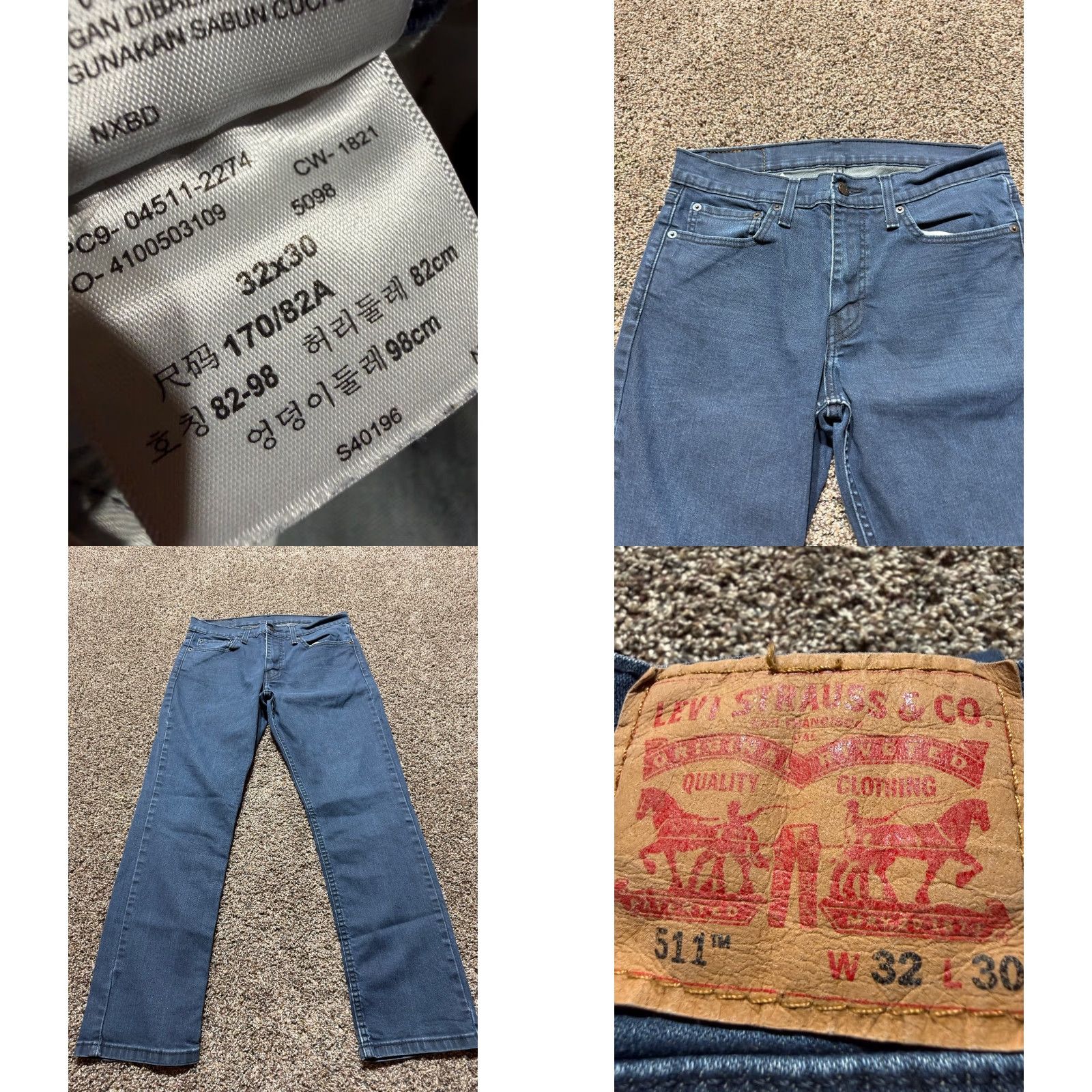 Levi's Levis 511 Slim Fit Jeans 32 Blue Denim 30 Inseam 5-Pocket Men Regular Size 32X30 Straight Rise Mid Size US 32 / EU 48 - 8 Thumbnail