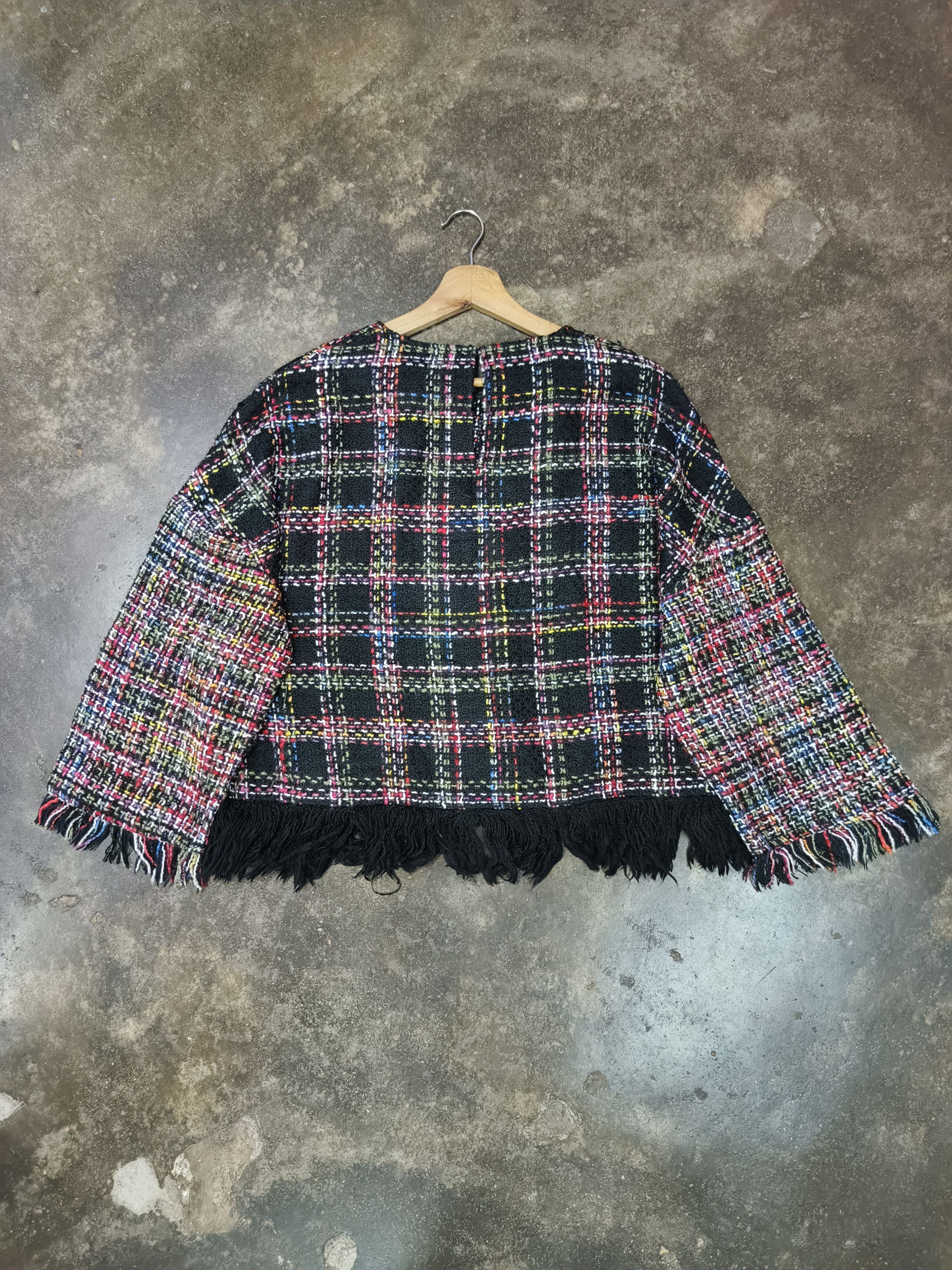 Zara Zara Tweed Textured Fringe Oversized Sweater Blouse Size L / US 10 / IT 46 - 4 Thumbnail