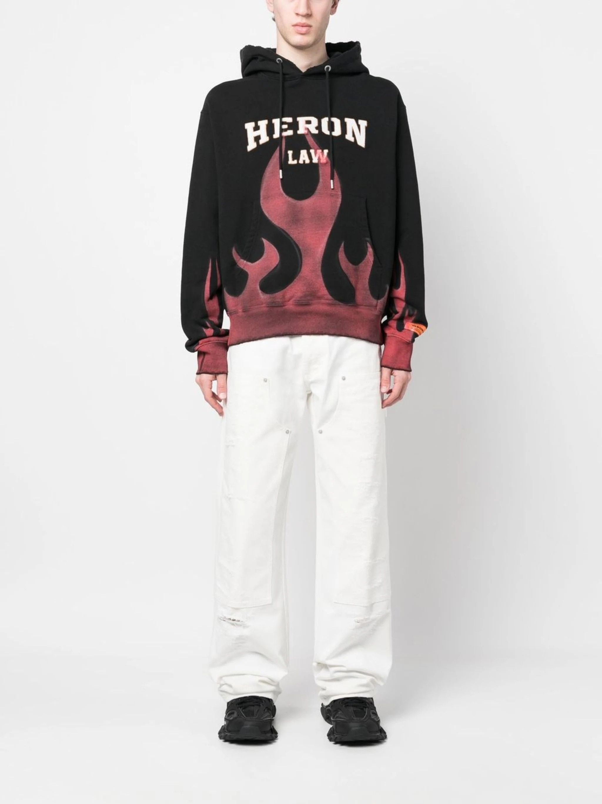 Heron Preston o1b1xh1ea1223 Heron Law Flames Hoodie in Black